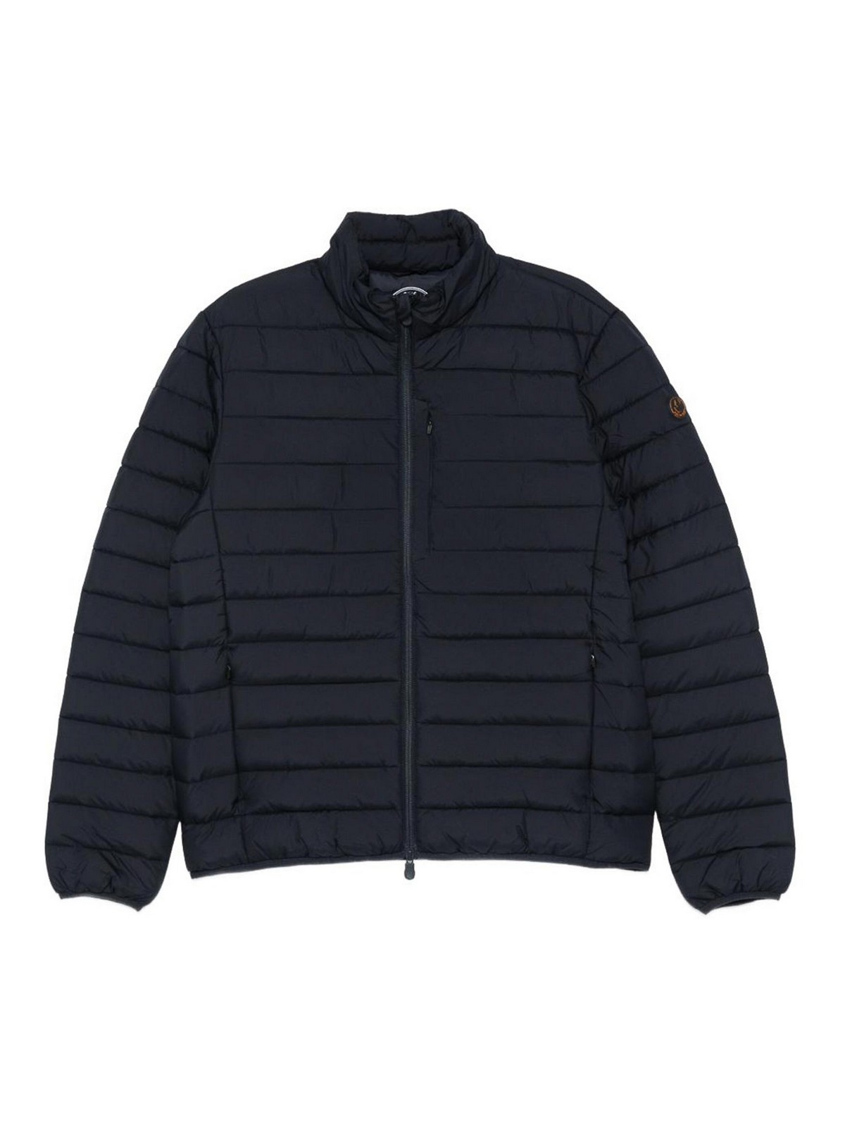 Save The Duck Quilted Black Giacconi Jacket With Stand Collar In Blue