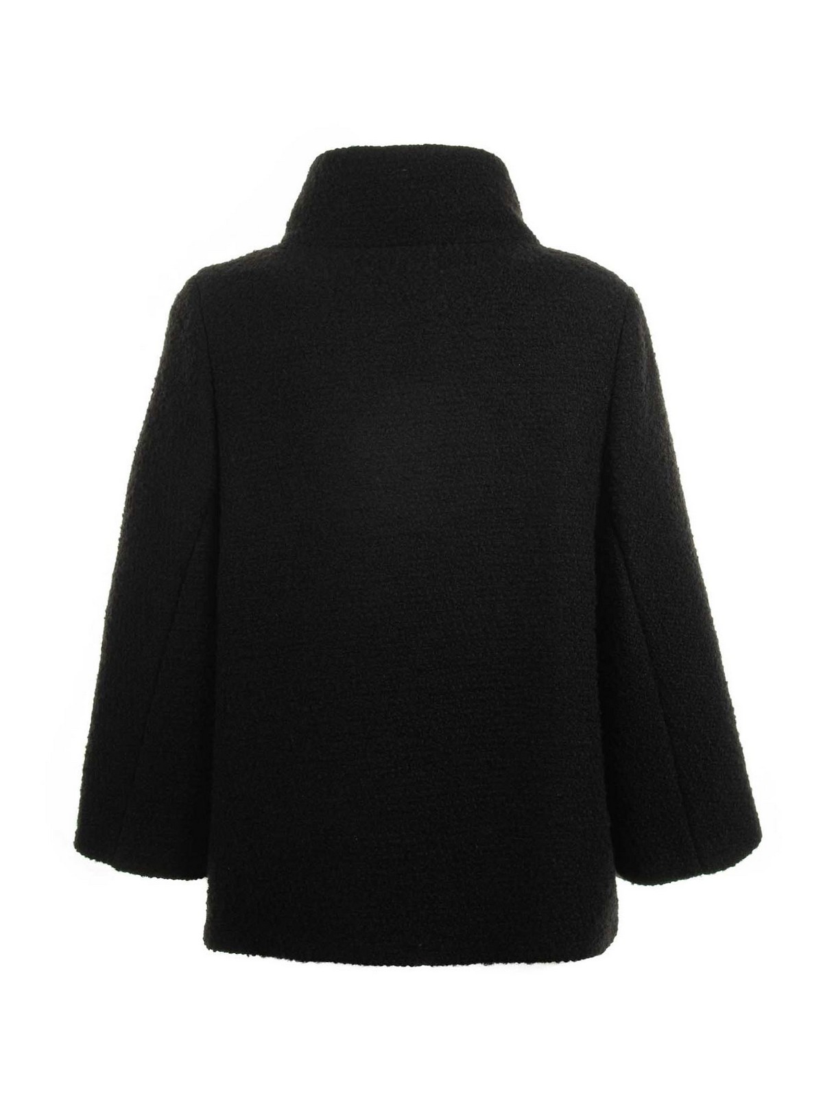 Fay Tailored Wool Blend Giacconi With Asymmetrical Closure In Black