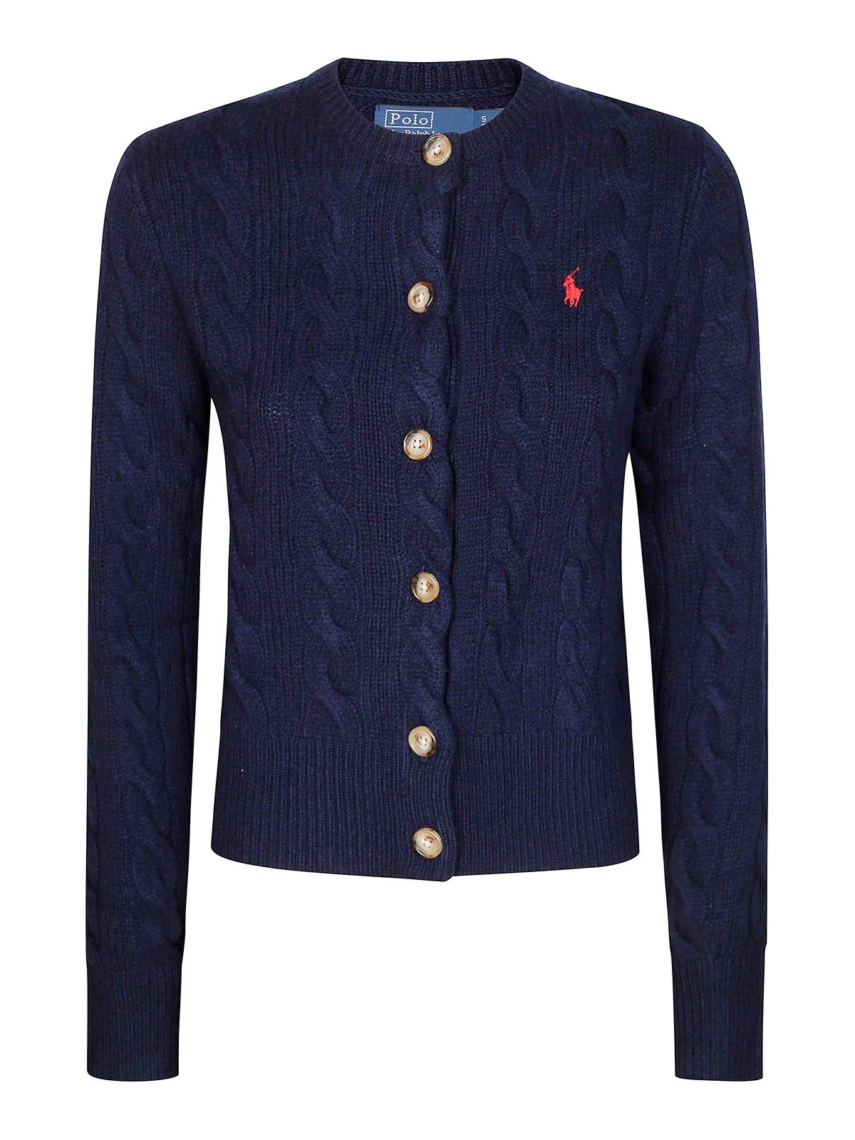 Polo Ralph Lauren Cardigan Braids With Buttons And Logo In Blue