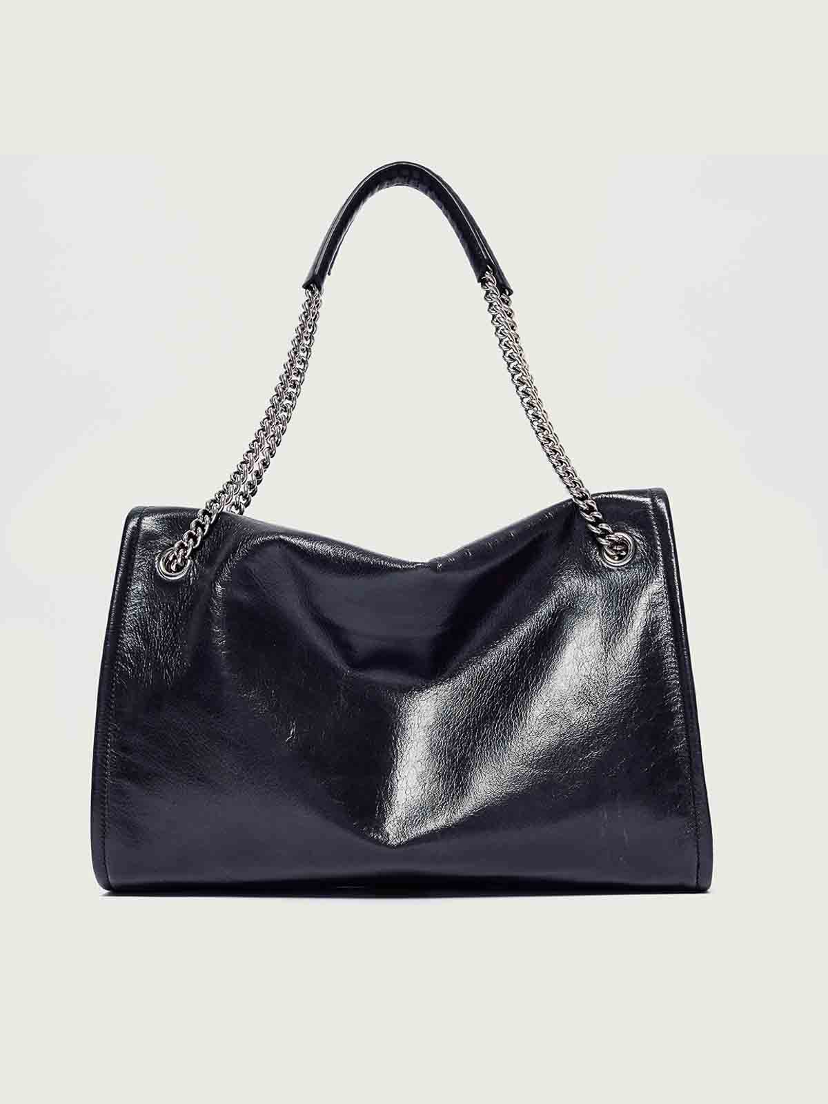 Orciani Midi Venus Gotham Buckle Shoulder Bag In Black