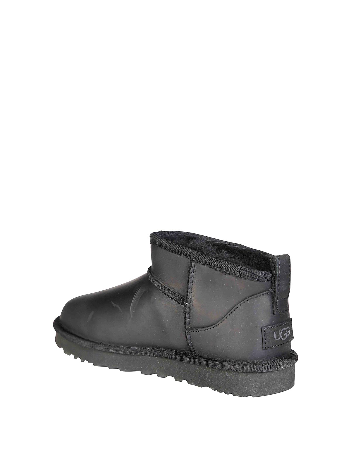 Ugg Classic Ultra Mini Lthr Boot In Black