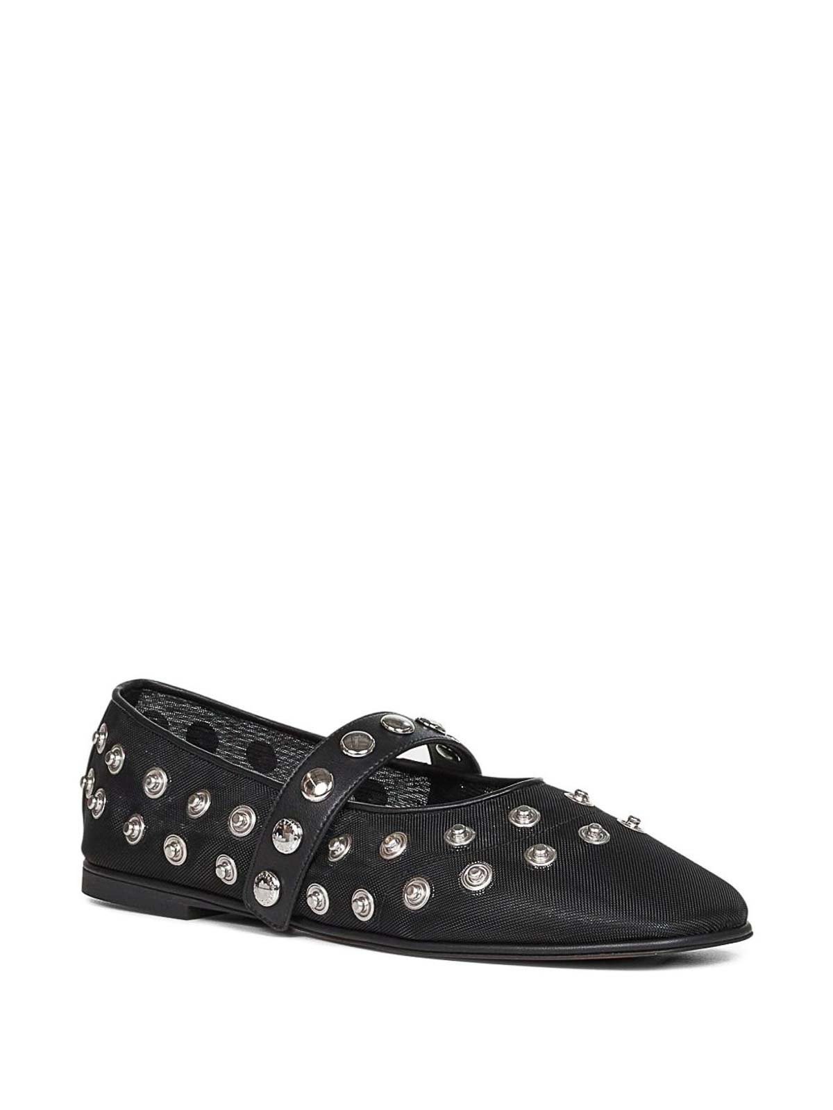 Stella Mccartney Popper-embellished Round-toe Flats In Black