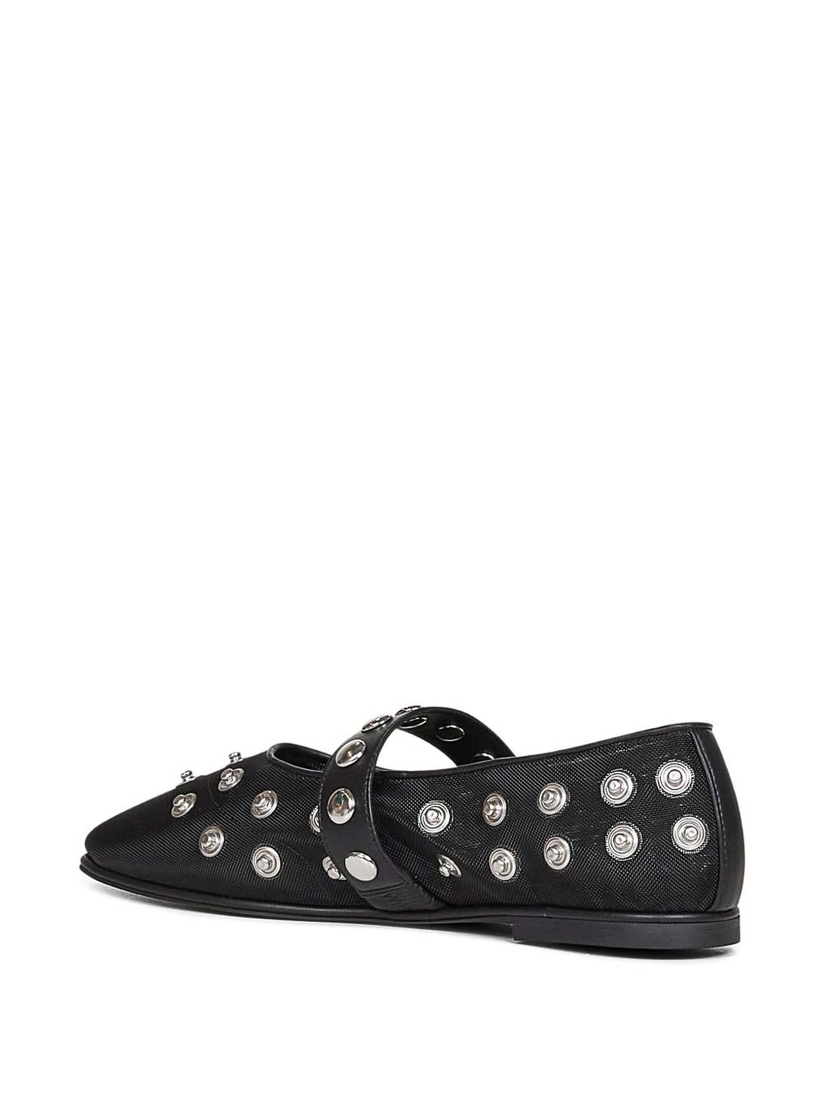 Stella Mccartney Popper-embellished Round-toe Flats In Black