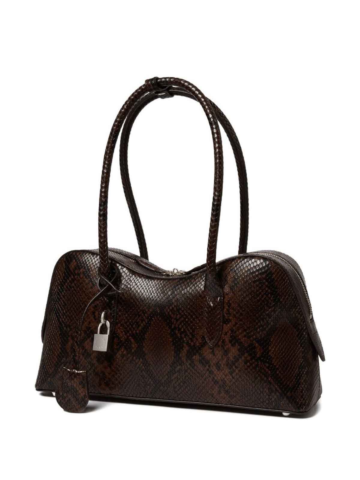 Stella Mccartney Stella Ryder Medium Snake-effect Faux Leather Shoulder Bag In Brown