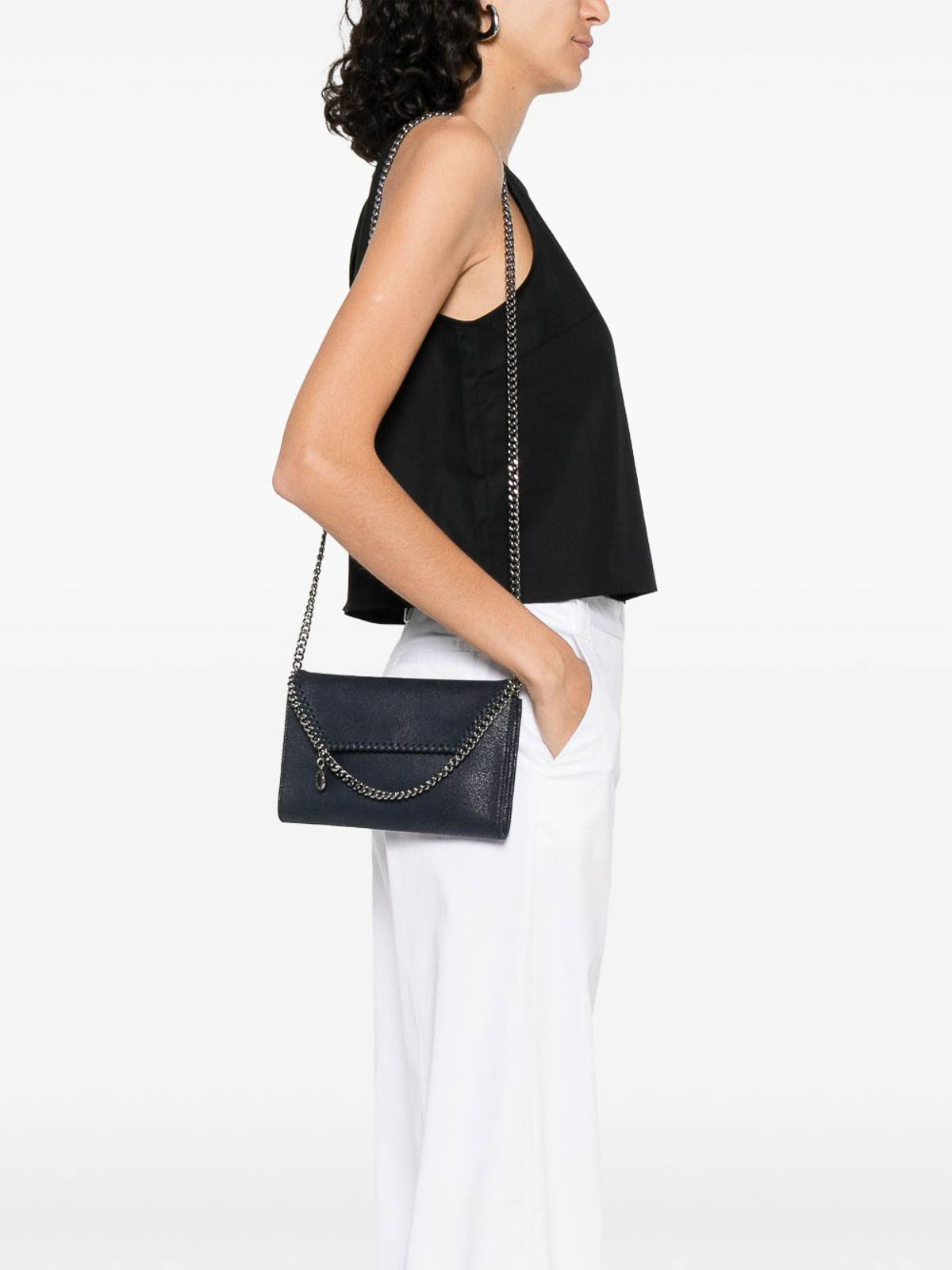 Stella Mccartney Falabella Wallet On Chain In Black