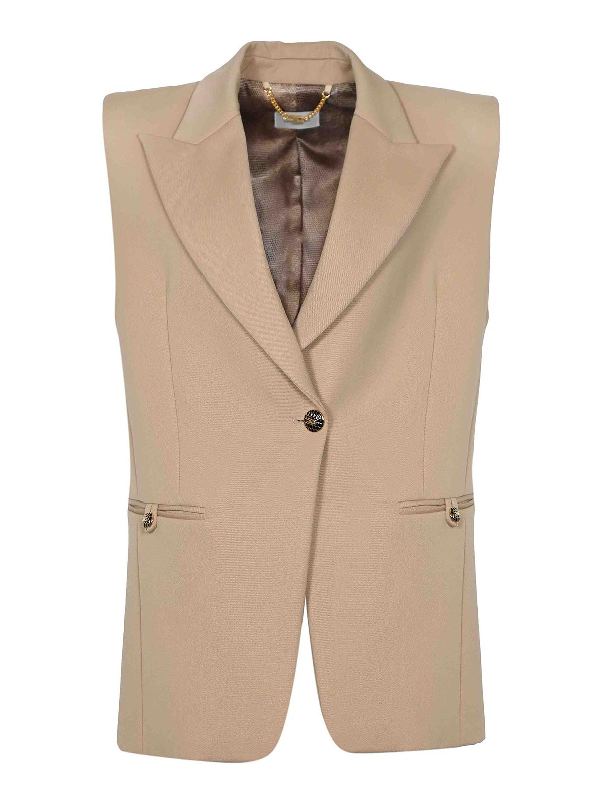 Elisabetta Franchi Cotton Gabardine Vest In Animal Print