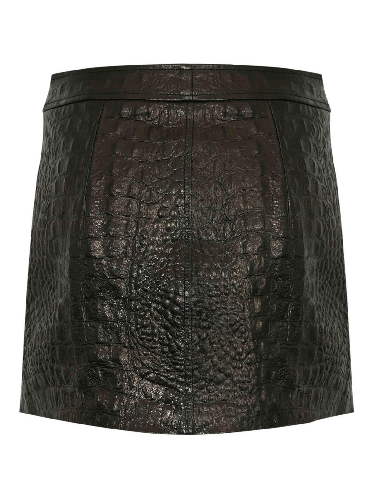 Elisabetta Franchi Mini Leather Skirt With Coconut Printing In Black