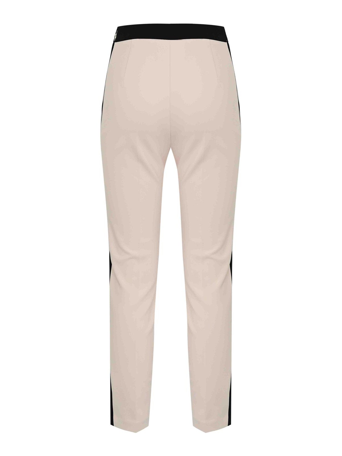Elisabetta Franchi Two-tone Double Crepe Trousers In Neutral