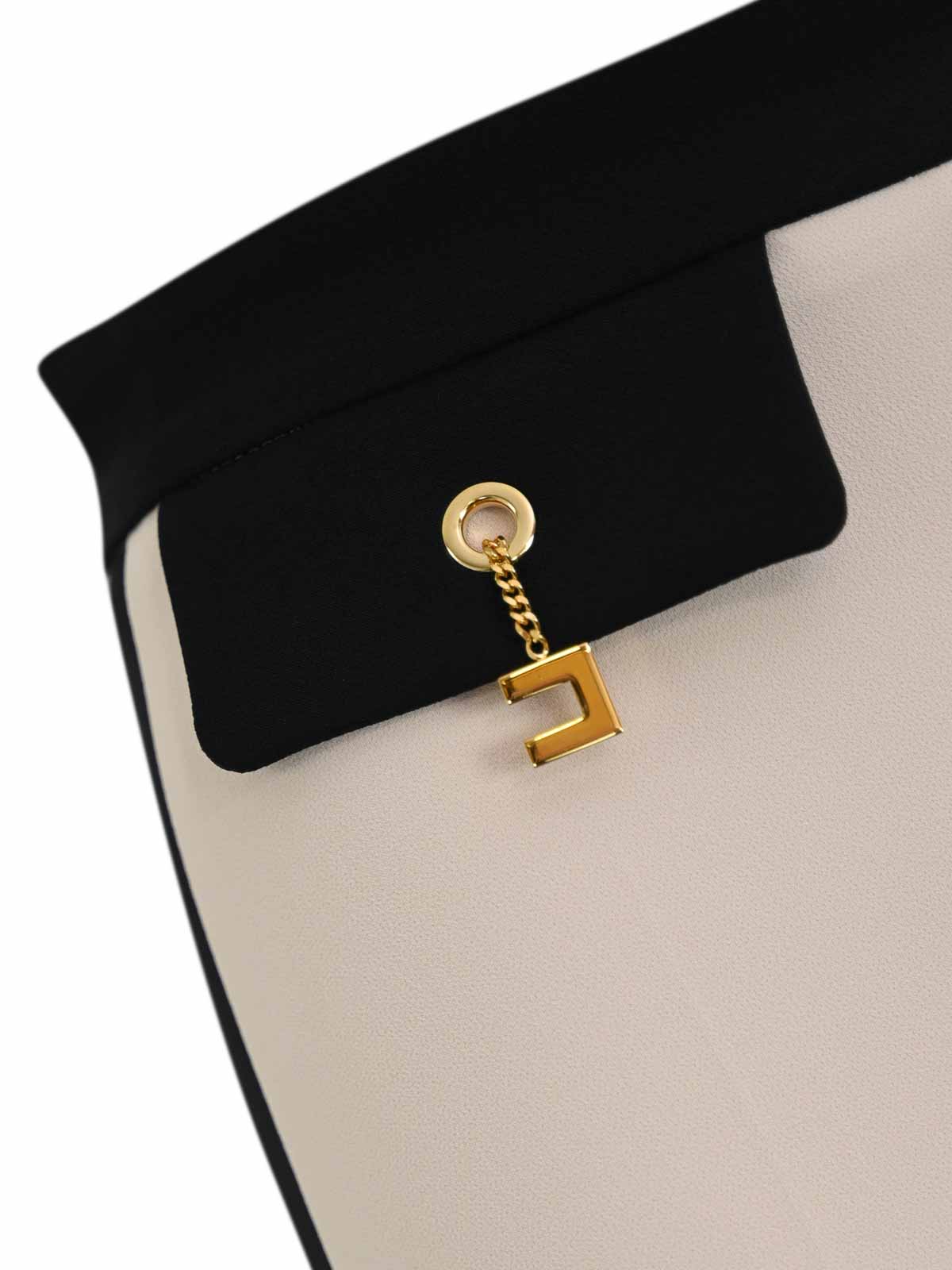 Elisabetta Franchi Two-tone Double Crepe Trousers In Neutral