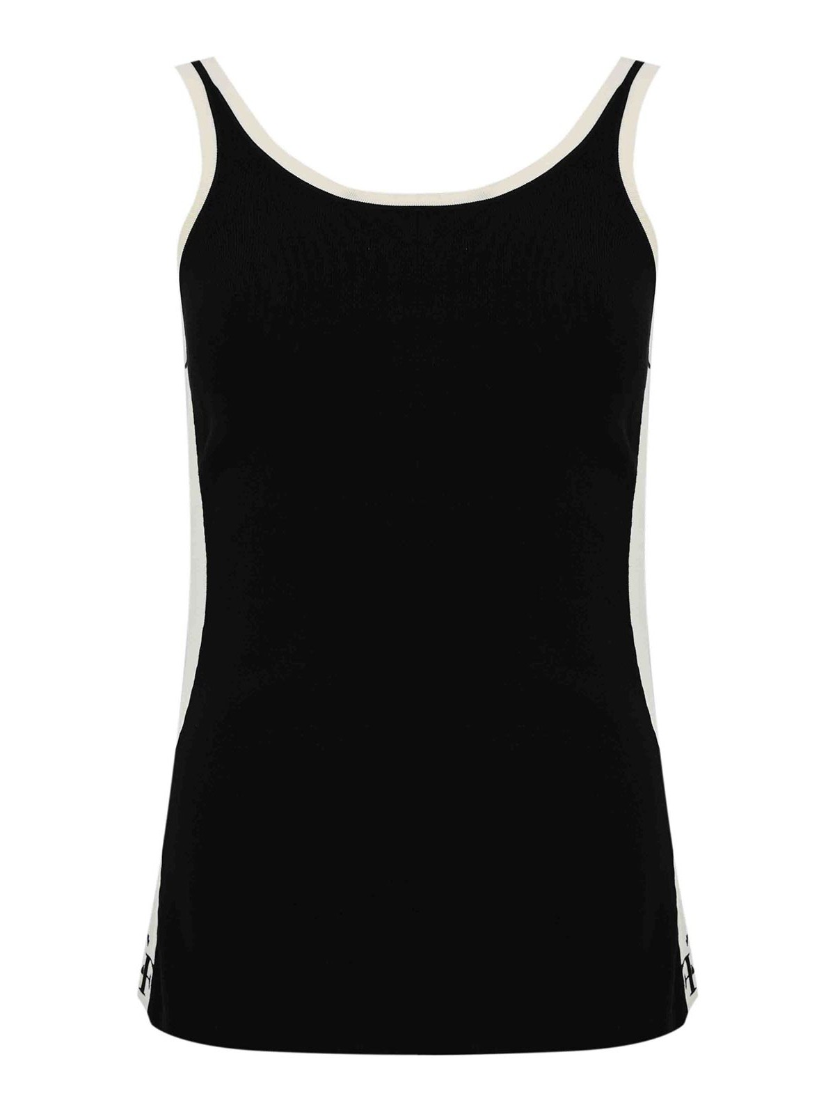 Elisabetta Franchi Viscose Top With Logo Bands In Black