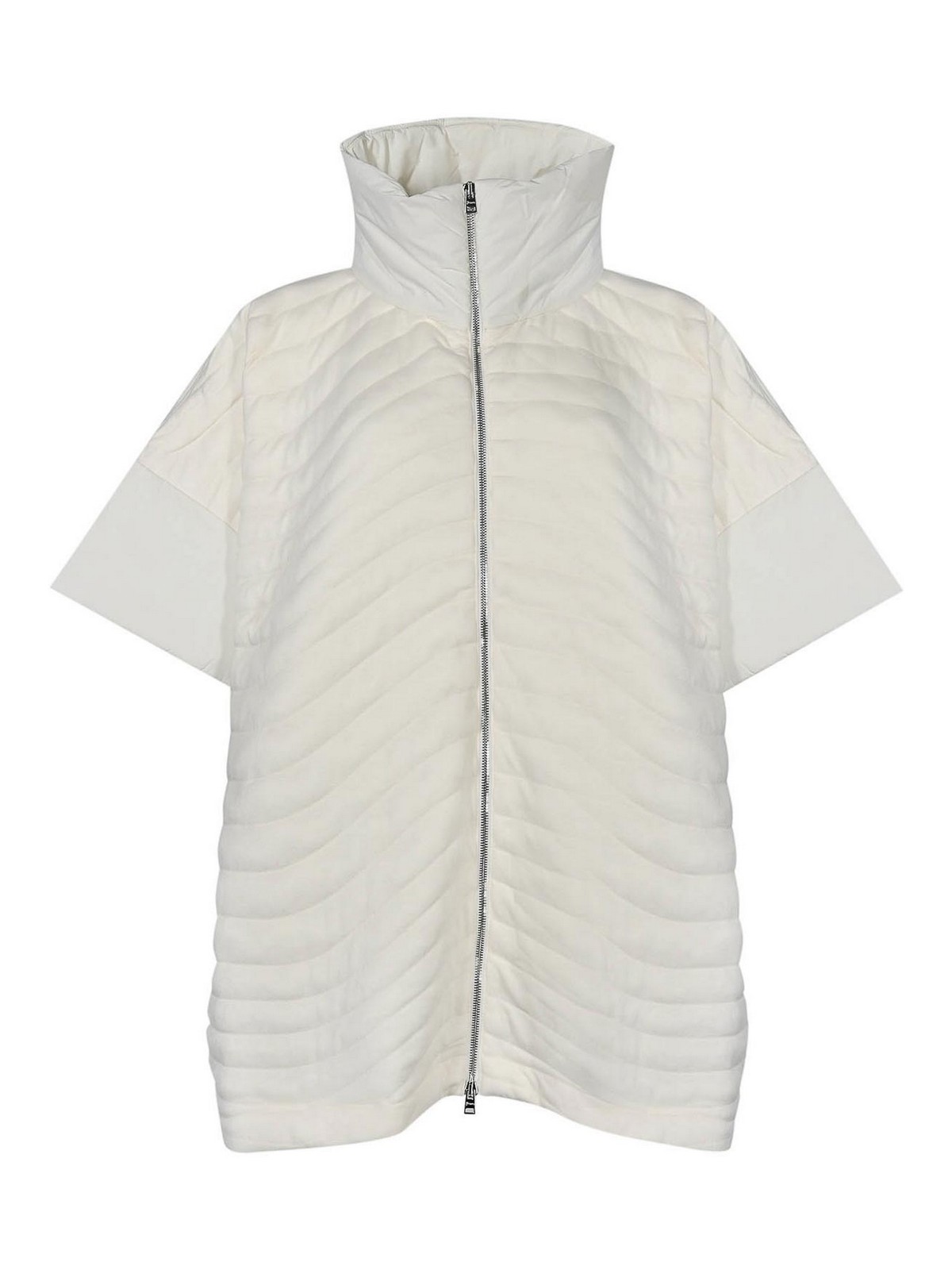 Herno Resort Poncho In Double Jacquard Knit In White