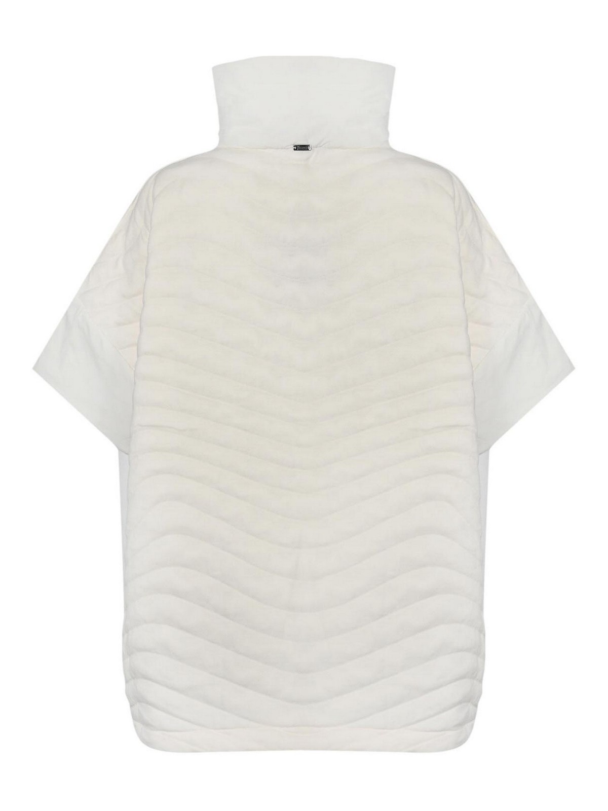 Herno Resort Poncho In Double Jacquard Knit In White