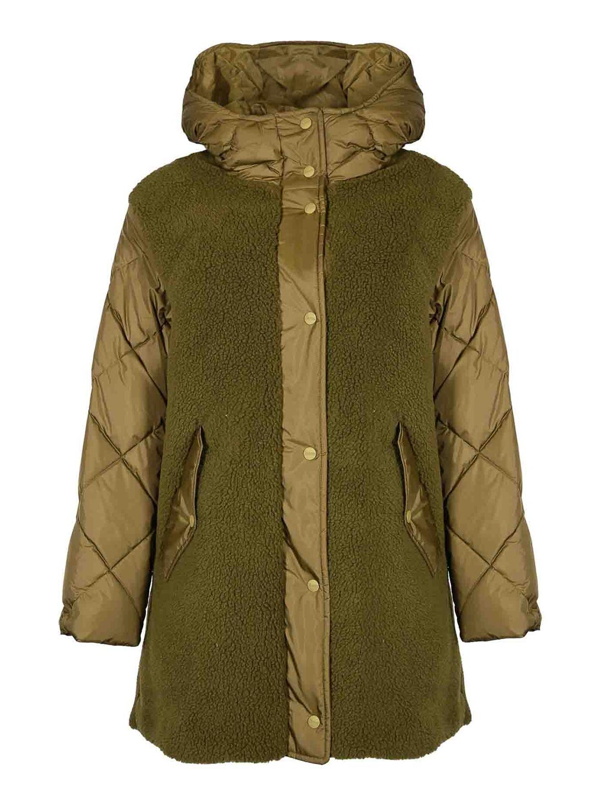 Herno Quilted Nylon Parka And Teddy In Green