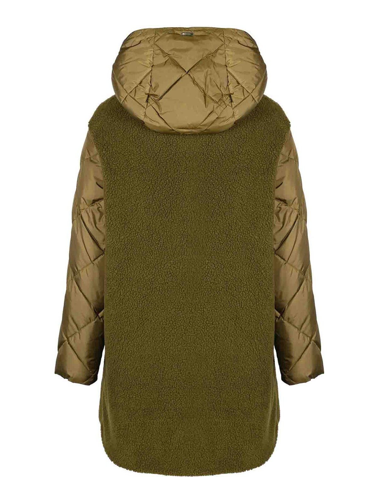Herno Quilted Nylon Parka And Teddy In Green