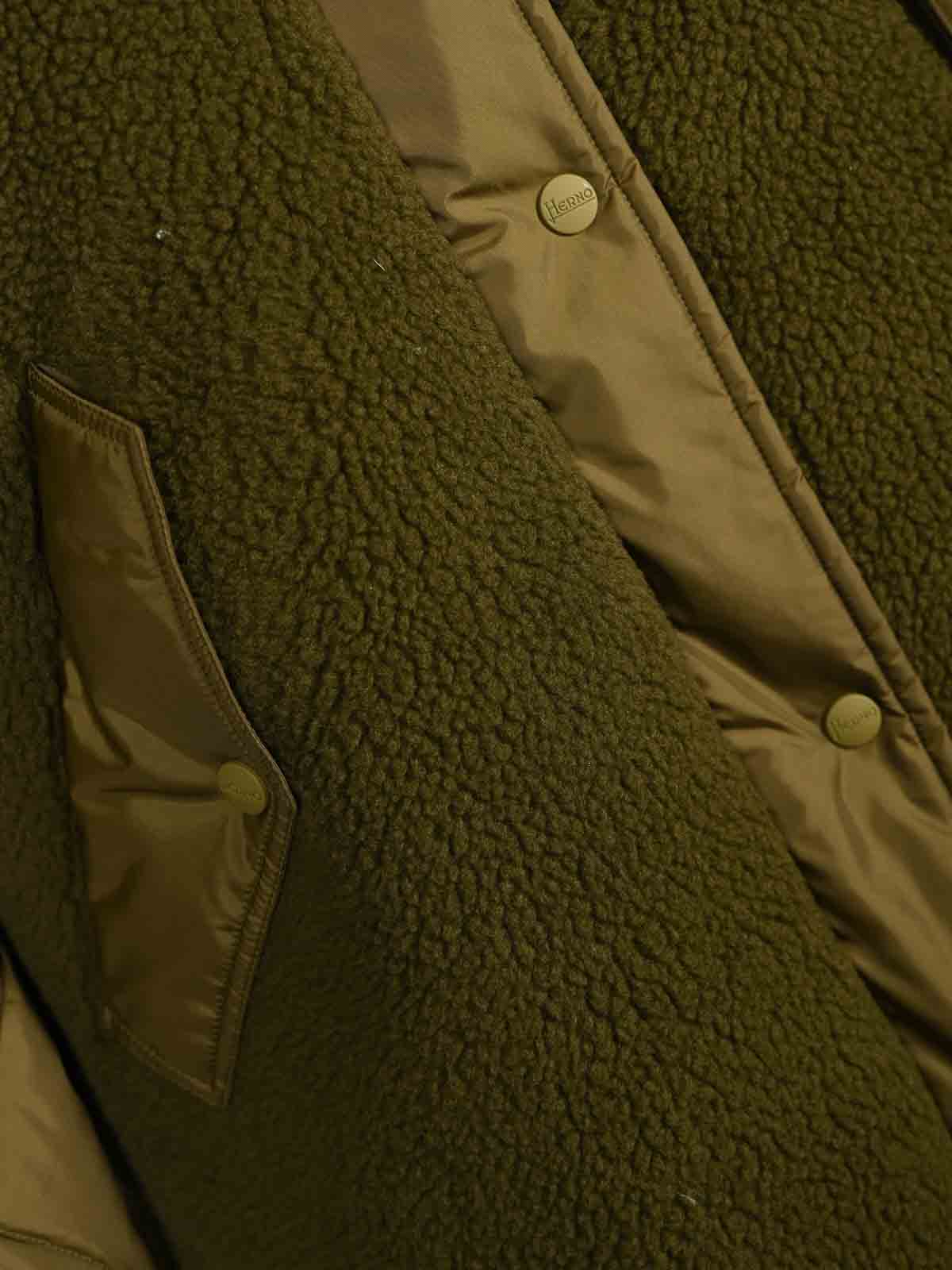 Herno Quilted Nylon Parka And Teddy In Green