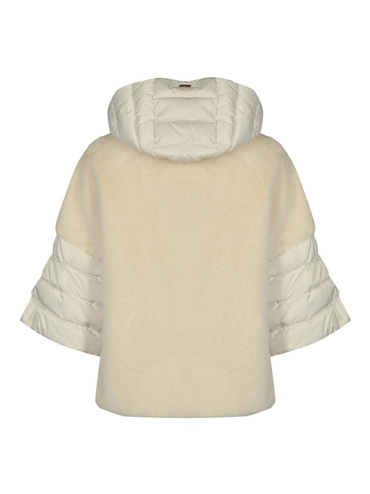Herno Satin Cape And Lady Alternative Fur In White