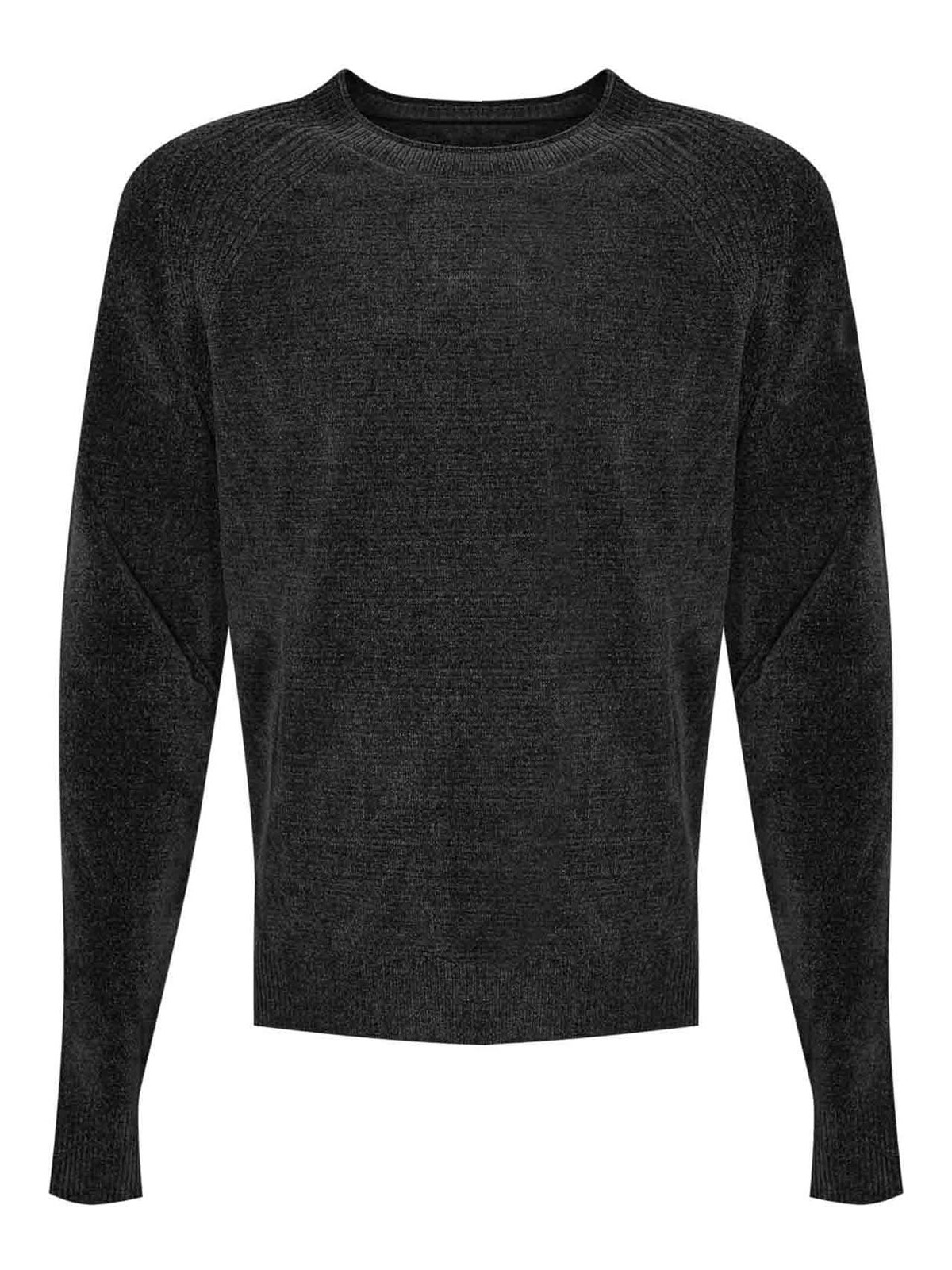 Rrd Roberto Ricci Designs Velvet Round Sweater In Black