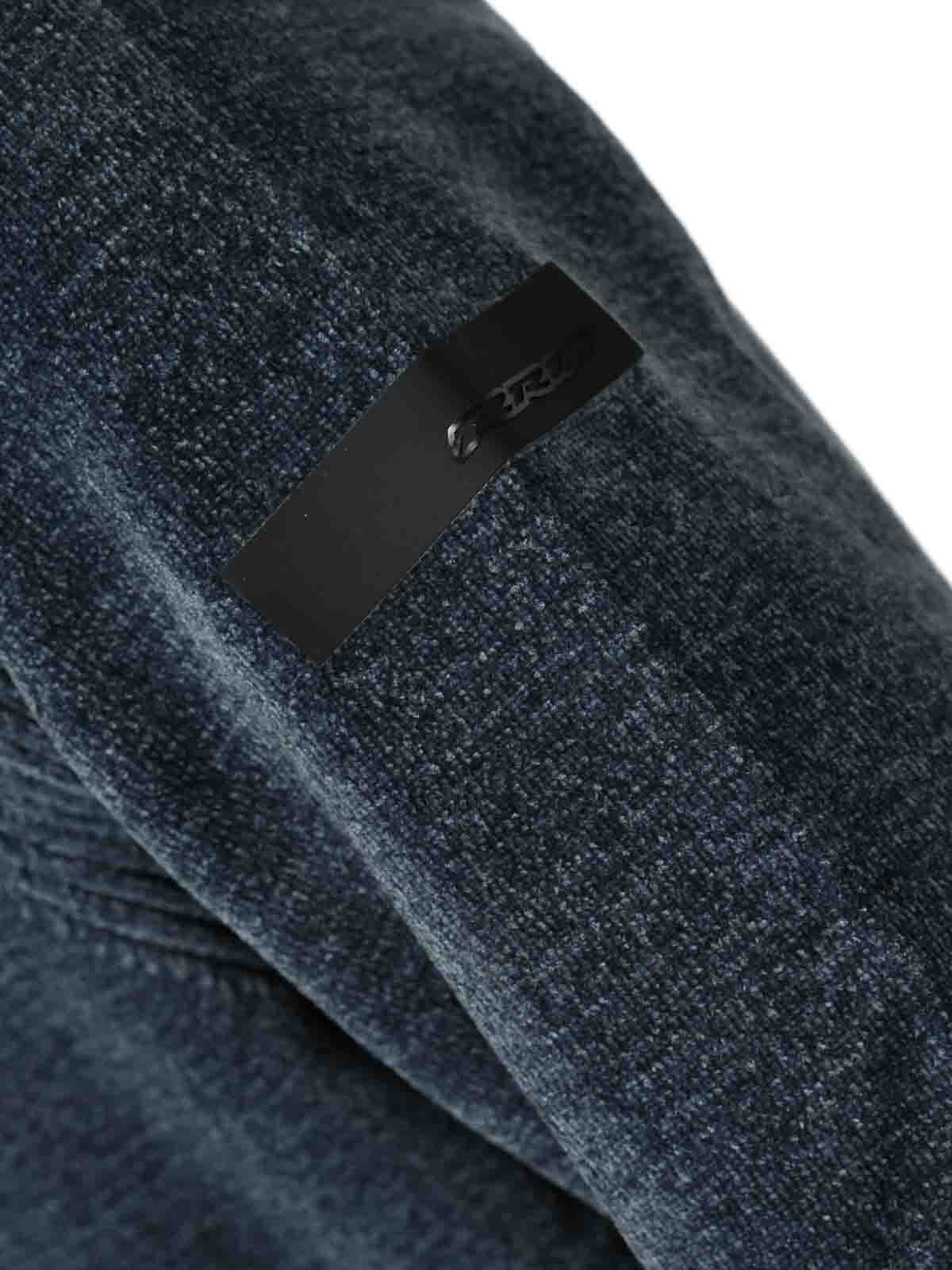 Rrd Roberto Ricci Designs Velvet Round Sweater In Blue