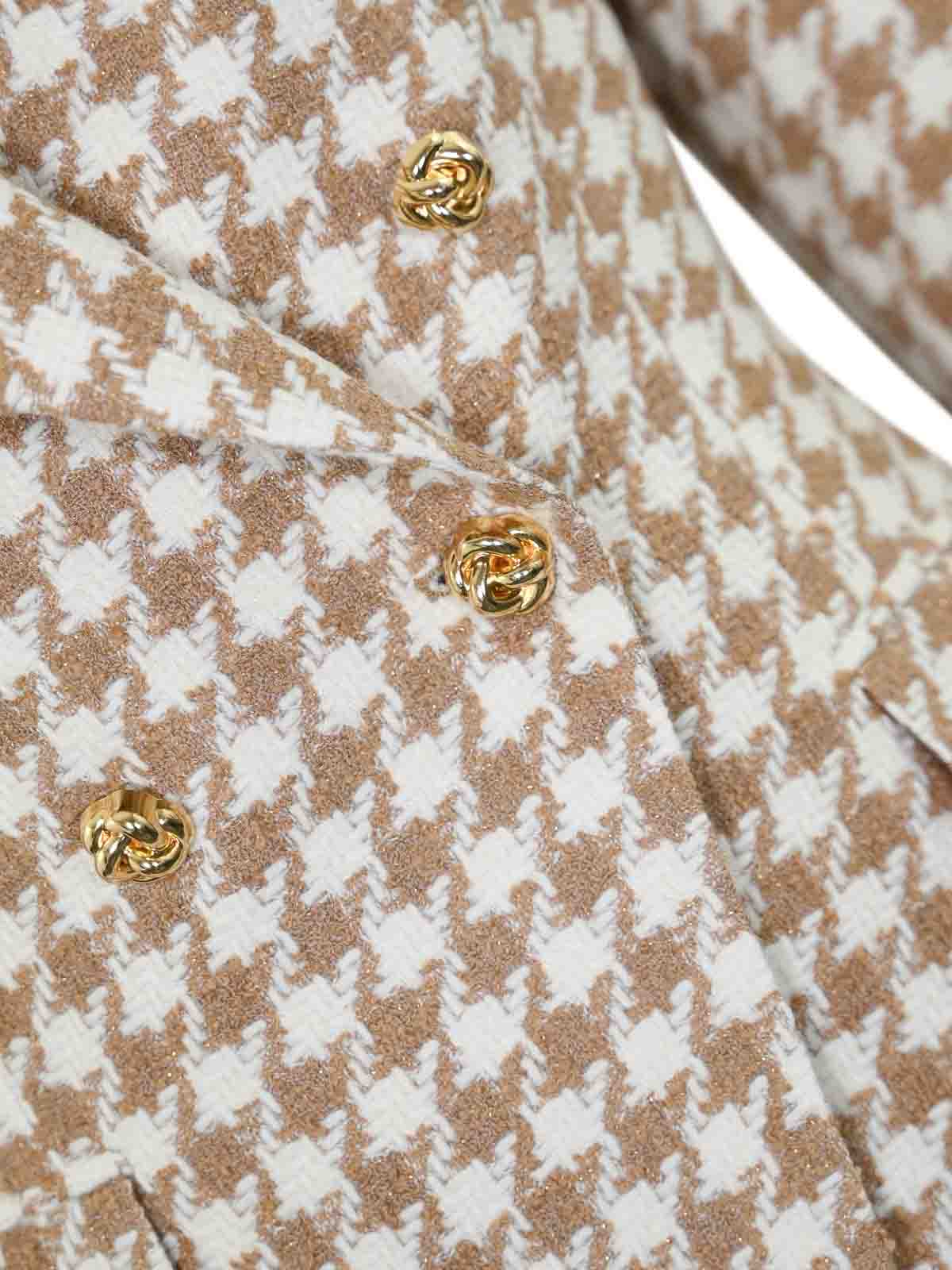 Tagliatore Alicya Houndstooth Wool Jacket In Brown