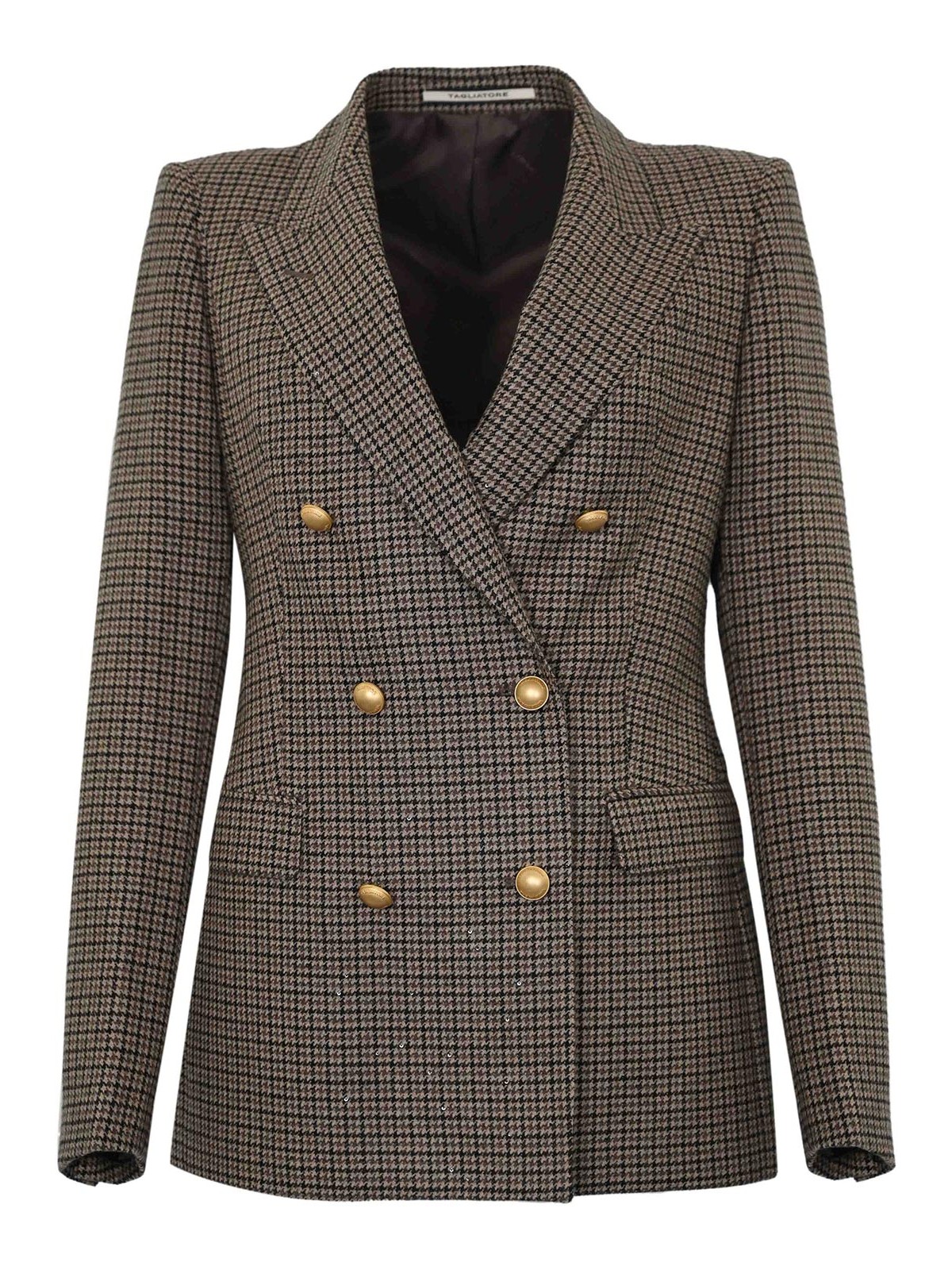 Tagliatore Parigi Wool Jacket With Sequins In Brown