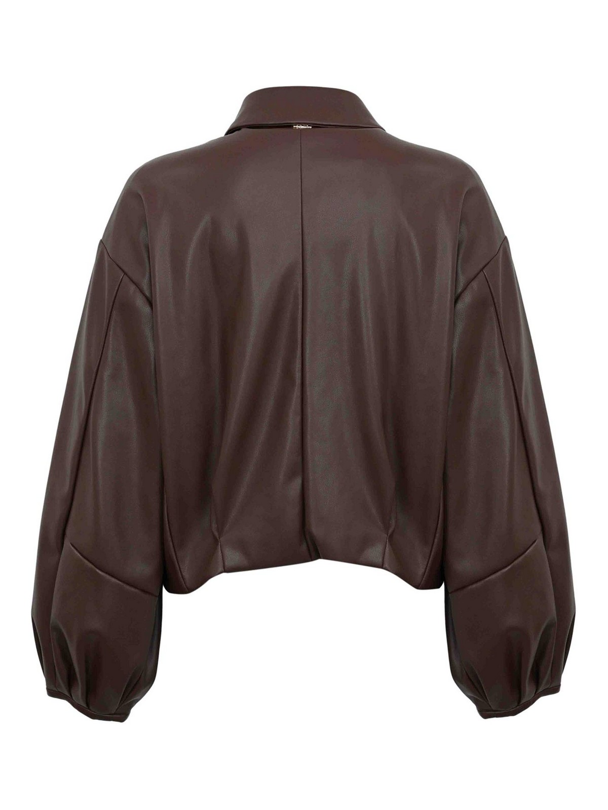 Twinset Blouson Effet Cuir Avec Col Chemise In Brown