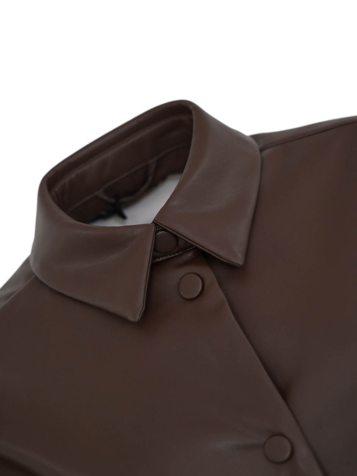 Twinset Blouson Effet Cuir Avec Col Chemise In Brown