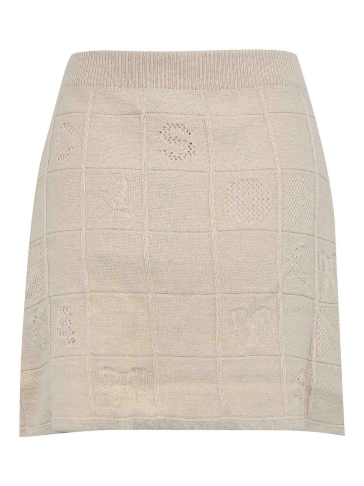 Twinset Treeblend Wool Yarn Skirt With Embroidery In Yellow