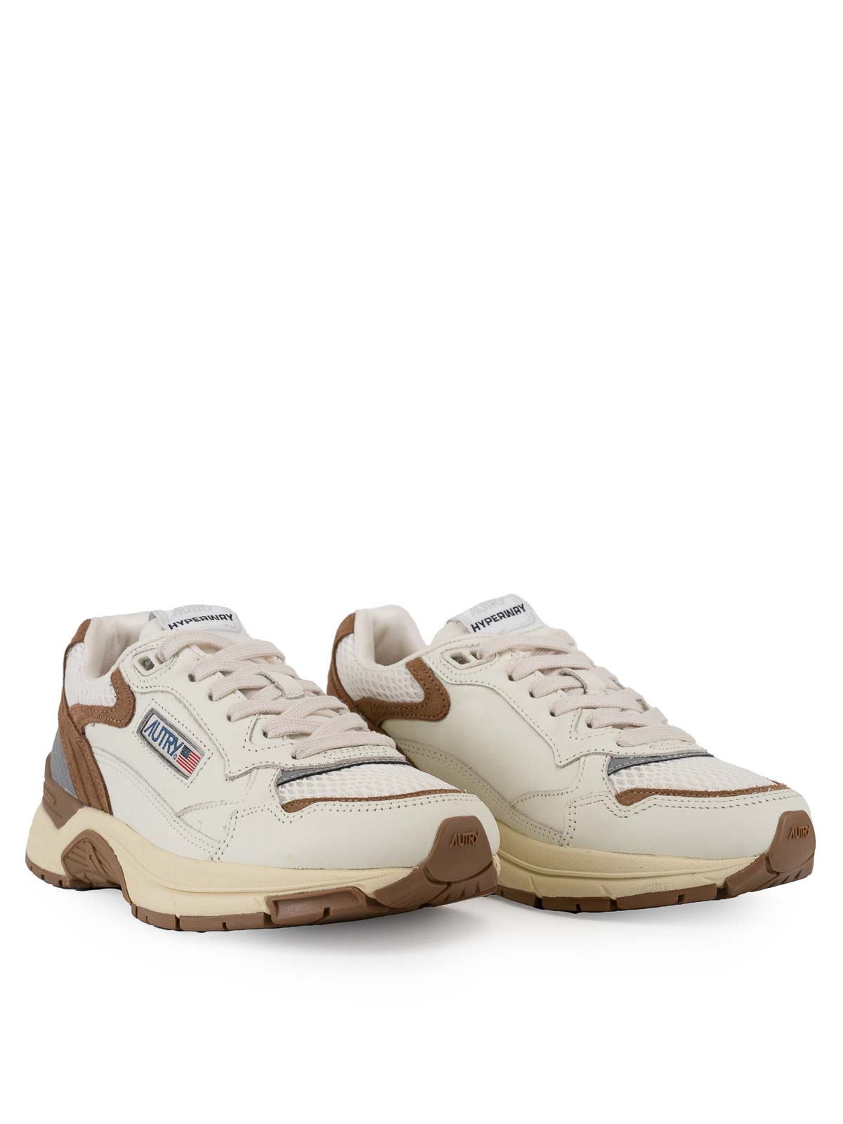 Autry Hyperway Sneakers In Mesh And Suede In Brown