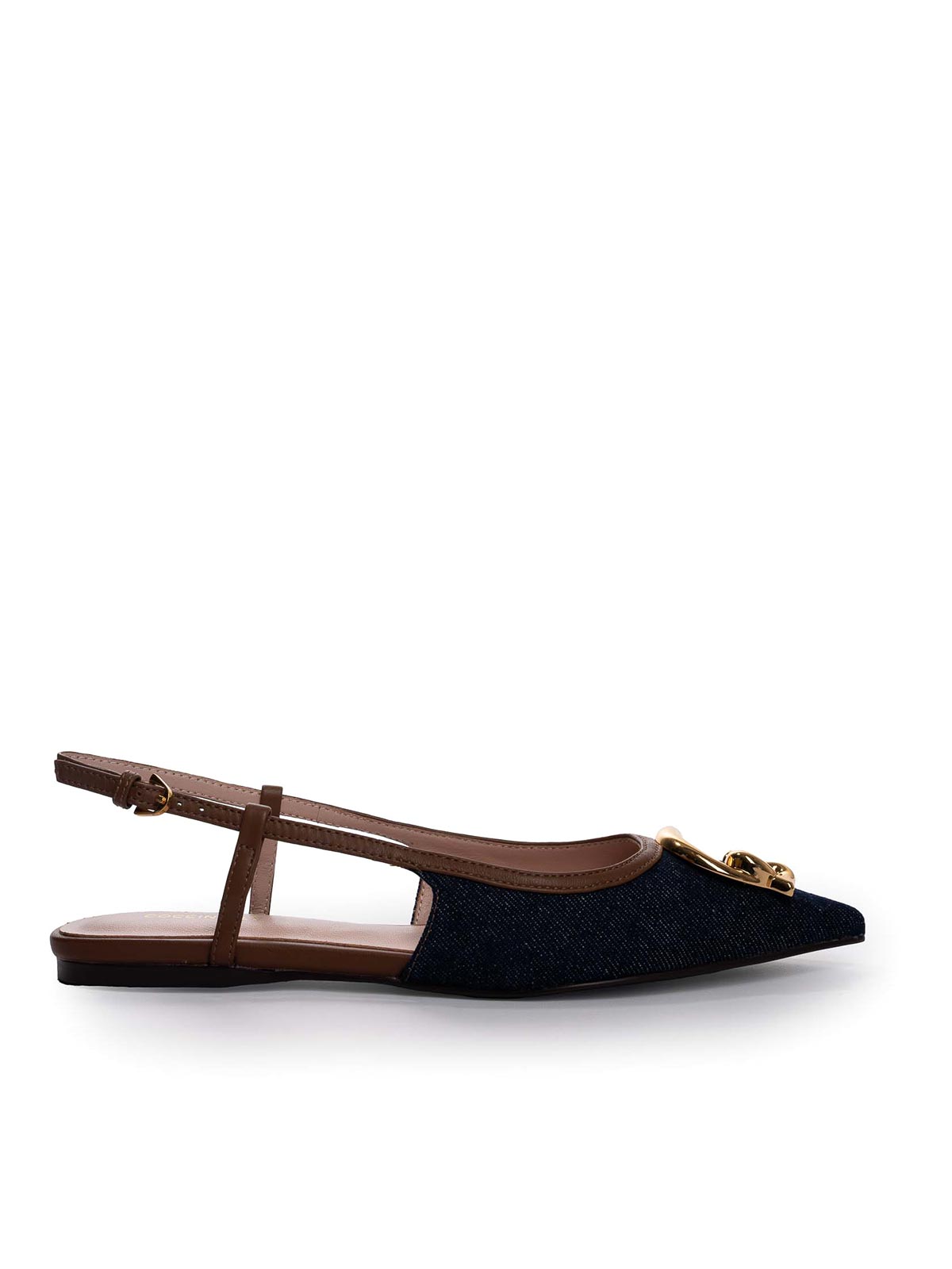 Coccinelle C-me Denim Slingback Ballet Flats In Blue