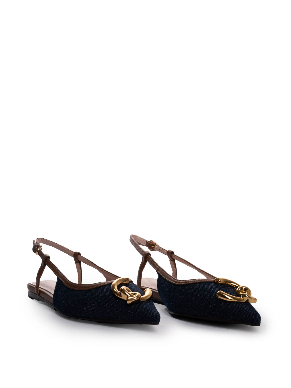 Coccinelle C-me Denim Slingback Ballet Flats In Blue