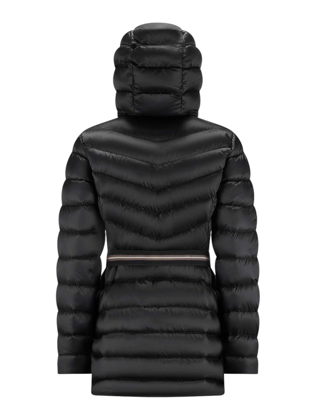 Cape Horn Hooded Belted Puffer Jacket In Black
