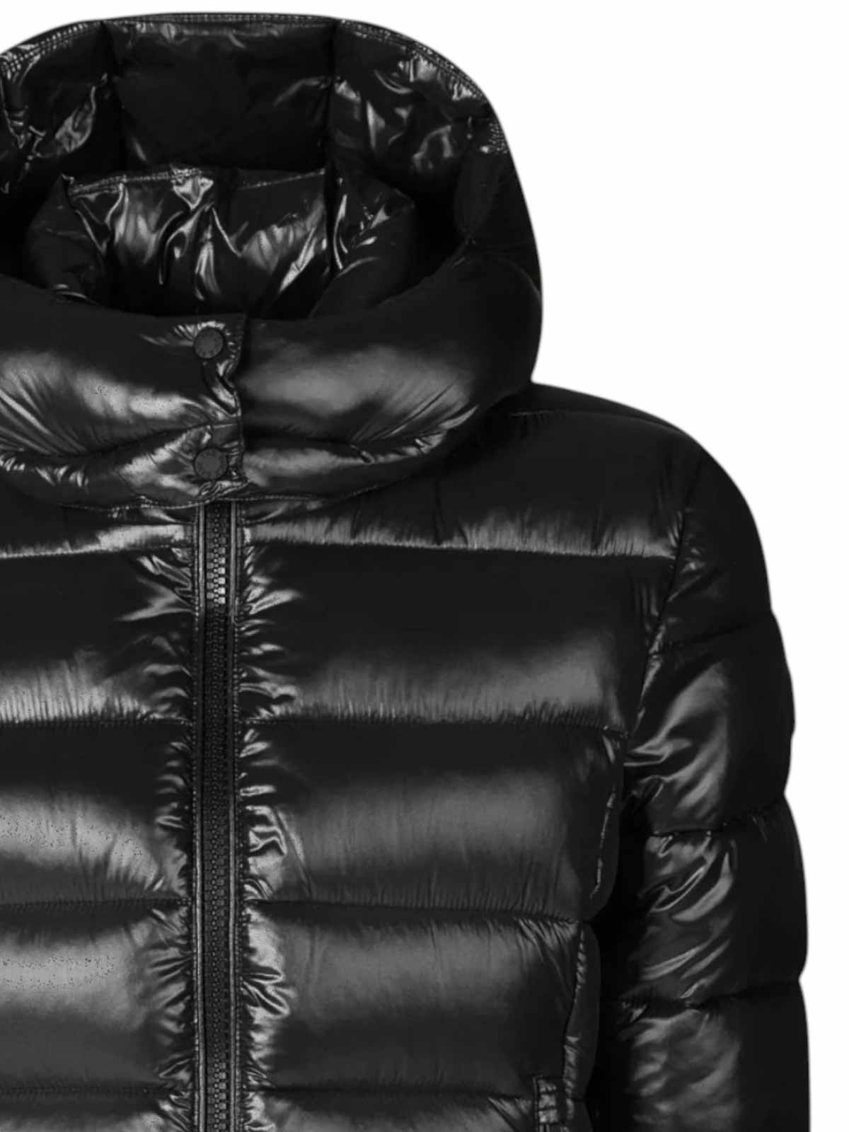 Save The Duck Lacquered Finish Quilted Jacket With Removable Hood In Black