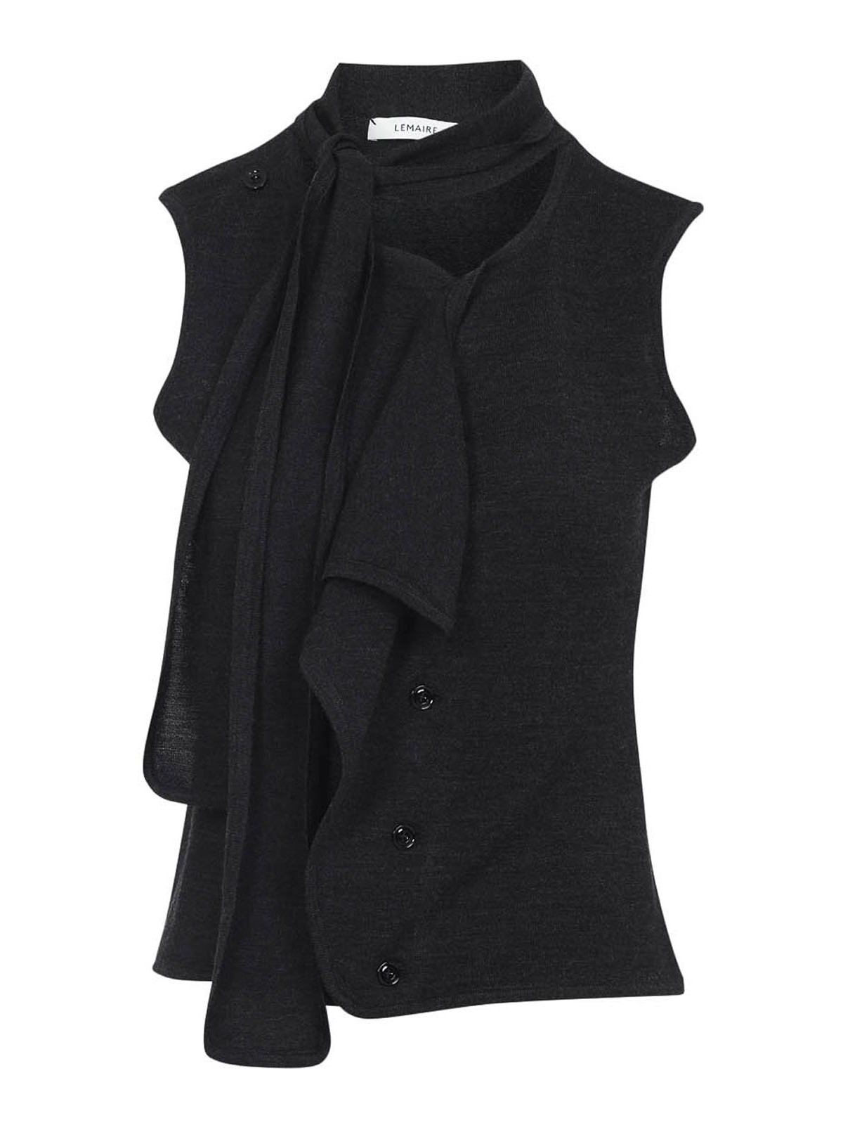Lemaire Asymmetrical Sleeveless Cardigan In Gray