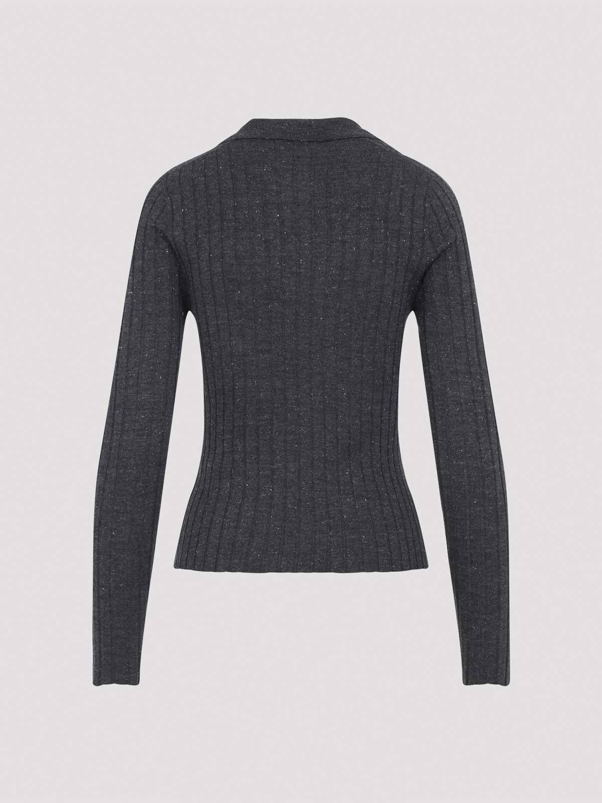Peserico Ribbed Polo-neck Pullover In Gray