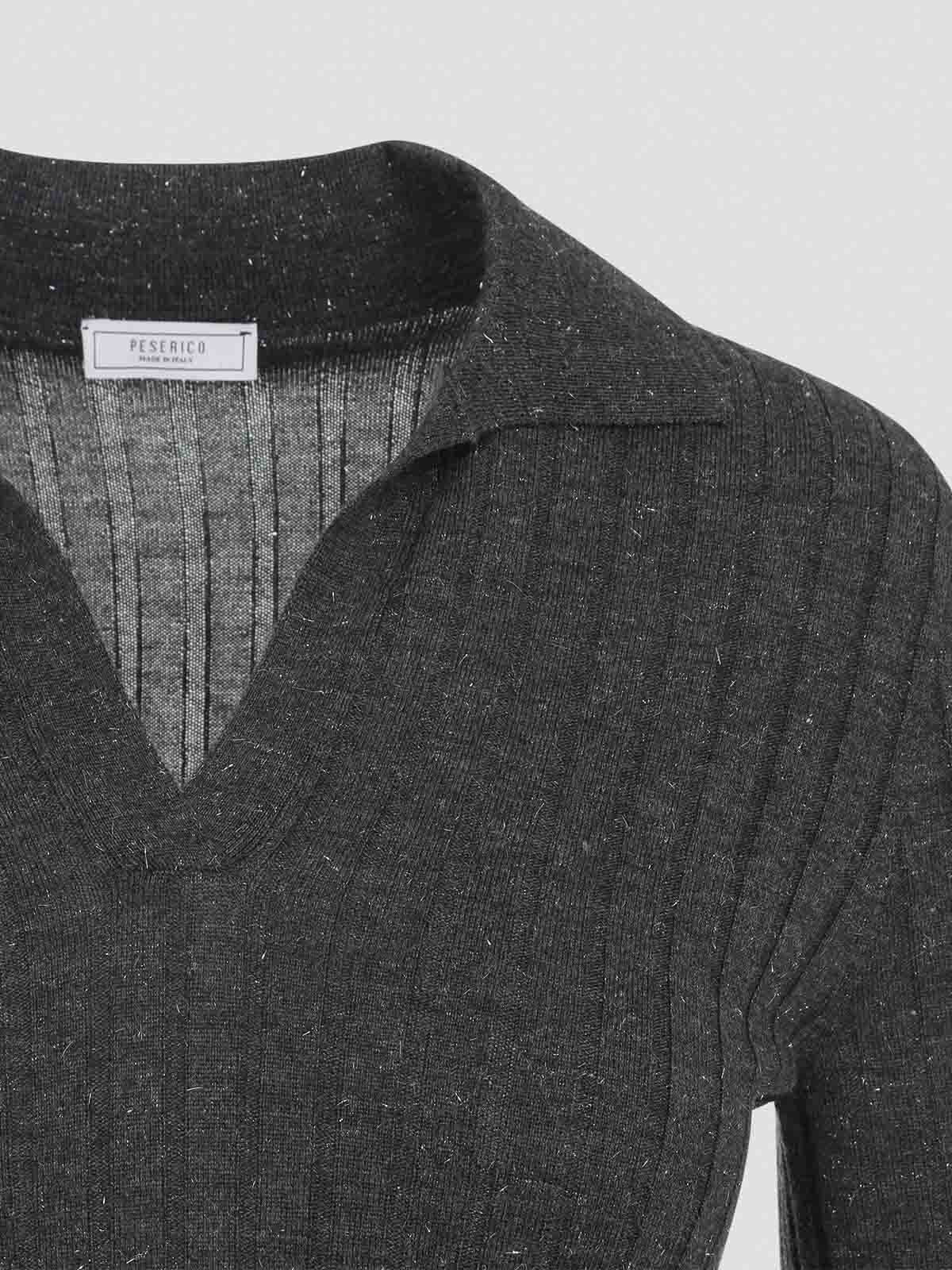 Peserico Ribbed Polo-neck Pullover In Gray