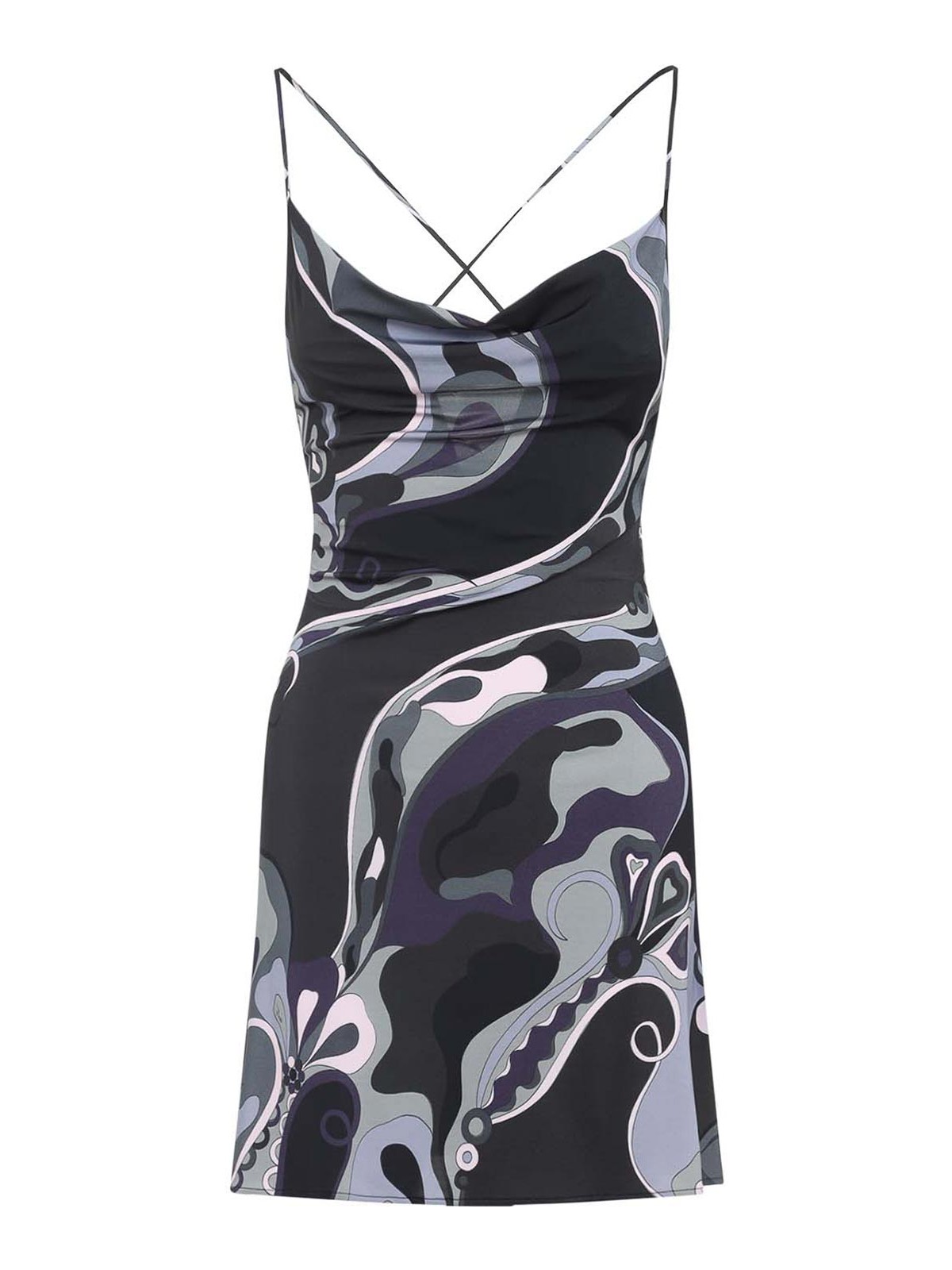 Pucci Spaghetti Strap Mini Dress With Abstract Design In Black