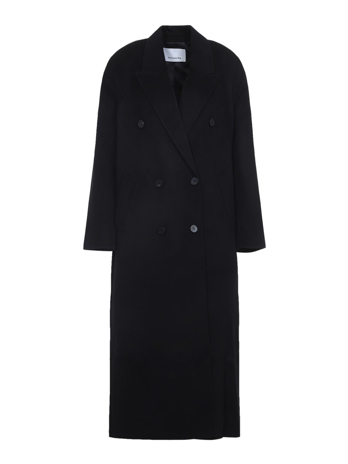 The Frankie Shop Gaia Double Breasted Coat In Black
