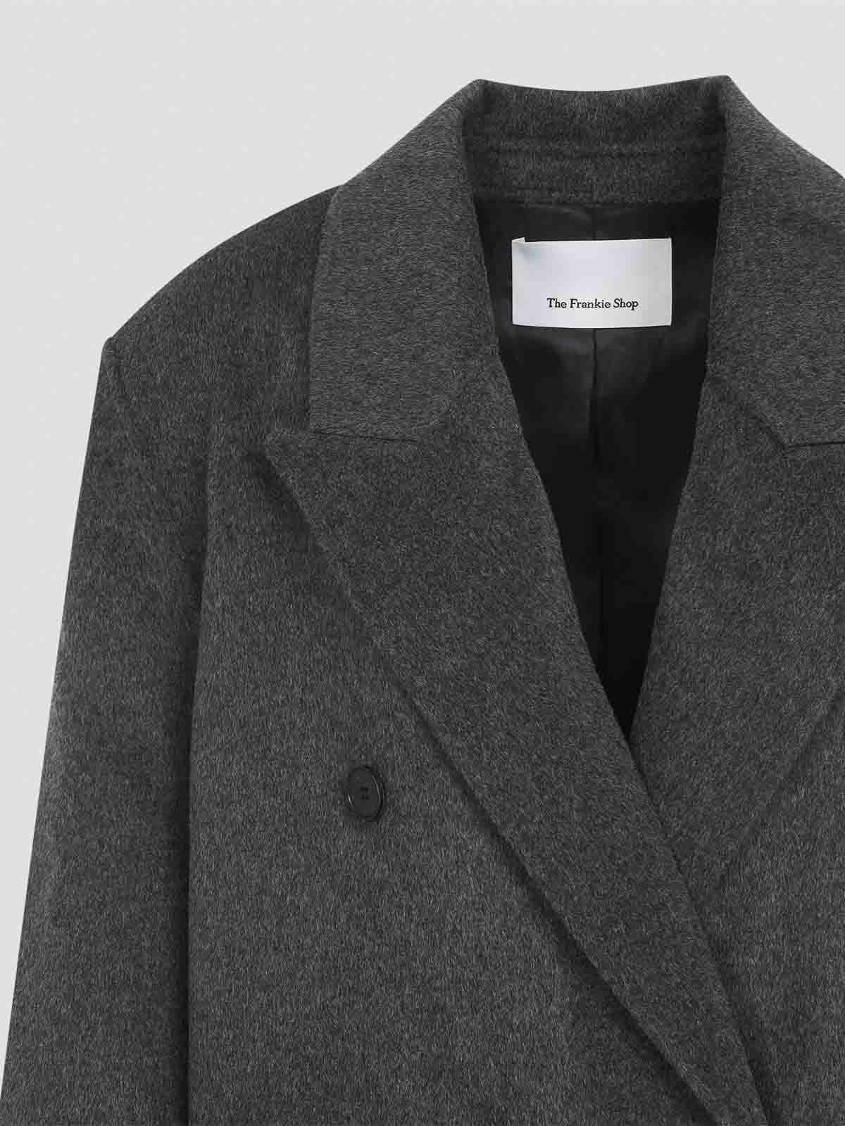 The Frankie Shop Gaia Double Breasted Coat In Gray
