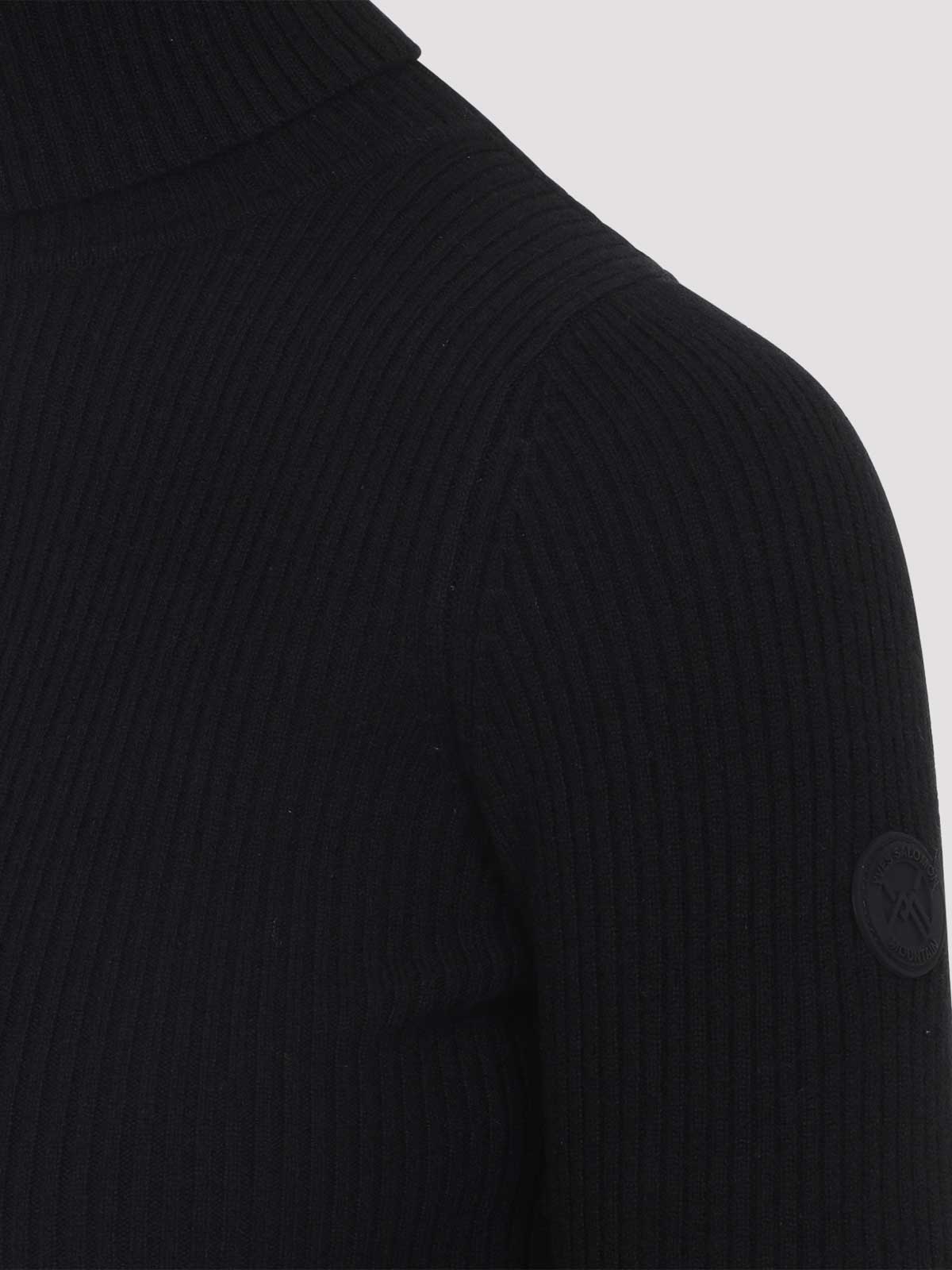 Yves Salomon Fitted Long-sleeve Turtleneck Sweater With Ribbed Knit Texture In Black