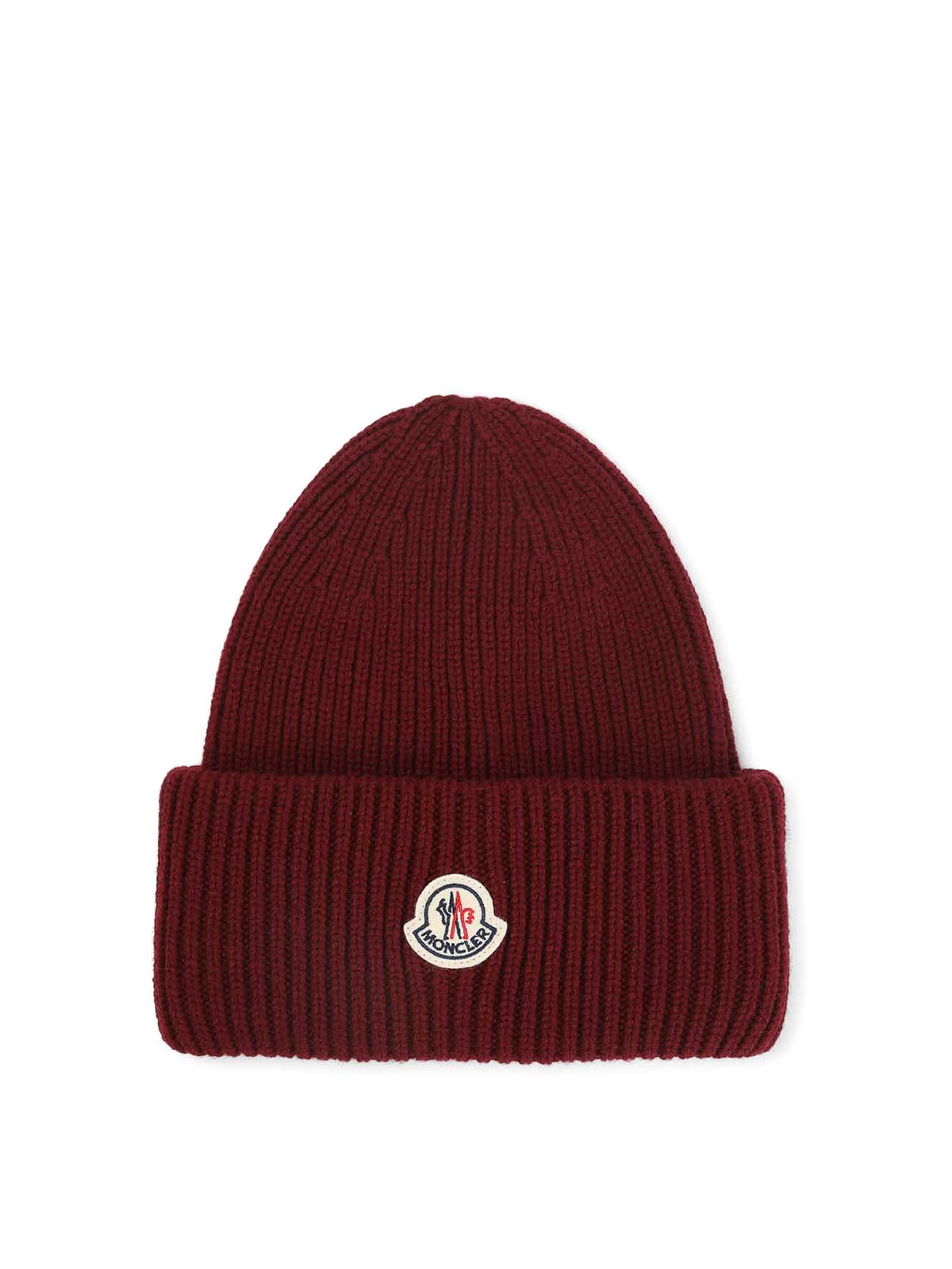 Moncler Wool And Cashmere Beanie Hats Bordeaux In Burgundy