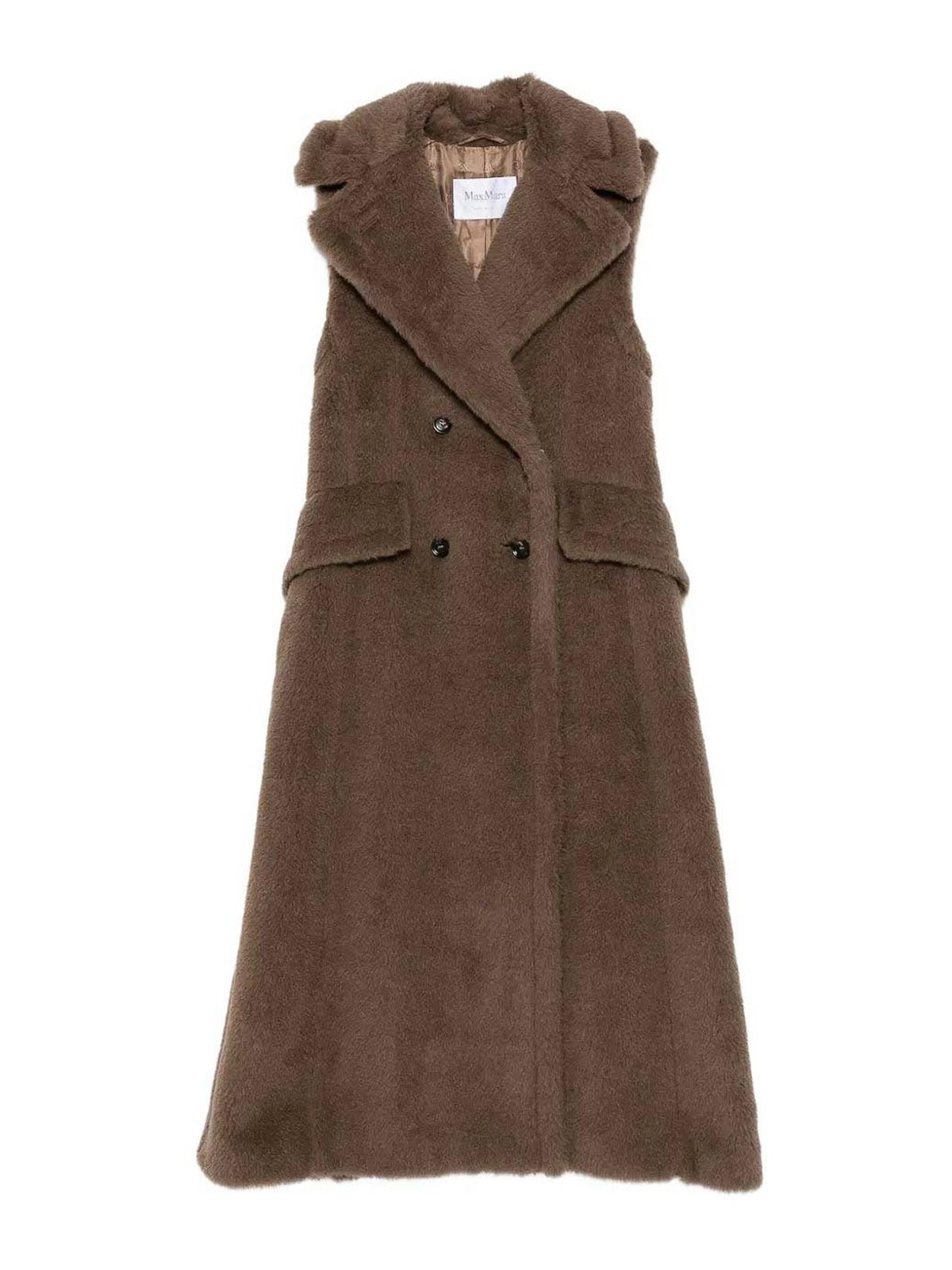 Max Mara Sleeveless Double-breasted Coat Boario In Brown