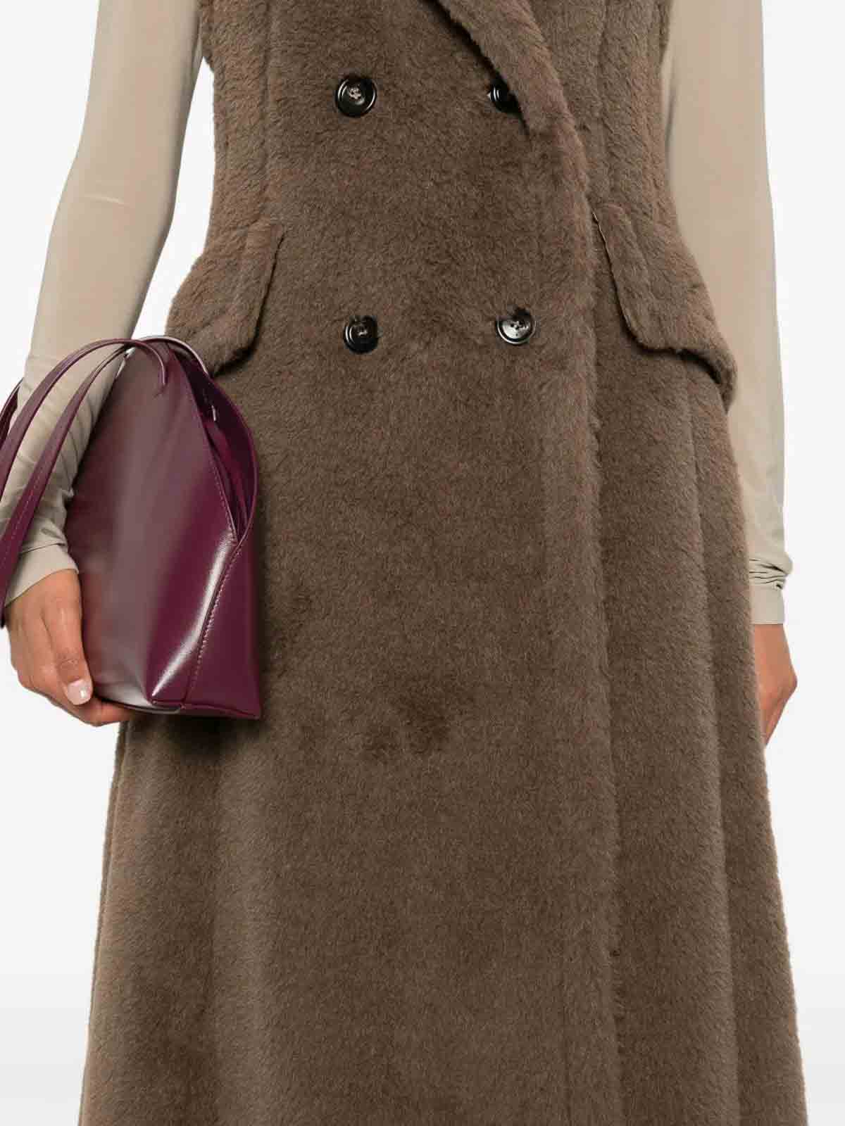 Max Mara Sleeveless Double-breasted Coat Boario In Brown