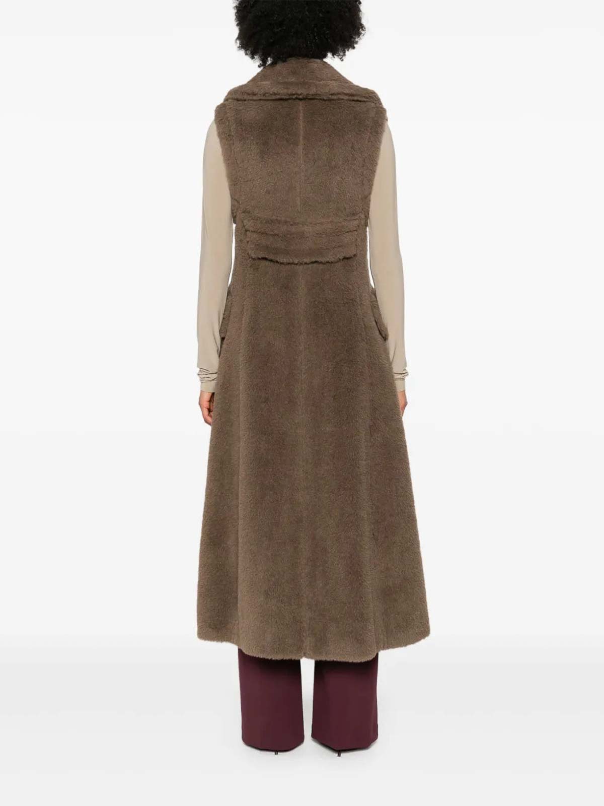 Max Mara Sleeveless Double-breasted Coat Boario In Brown