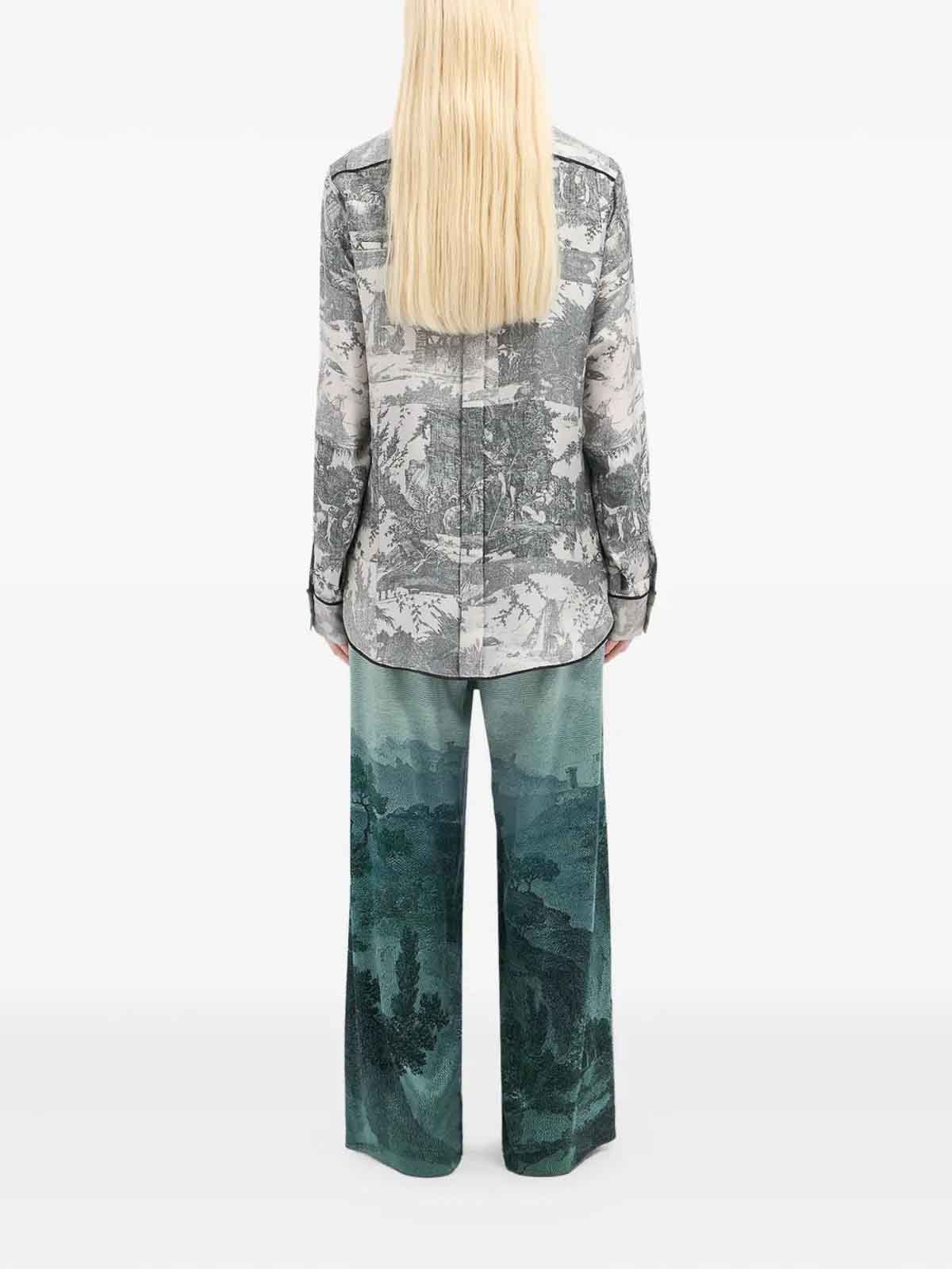 Pierre-louis Mascia Toile De Jouy Printed Silk Shirt In Gray