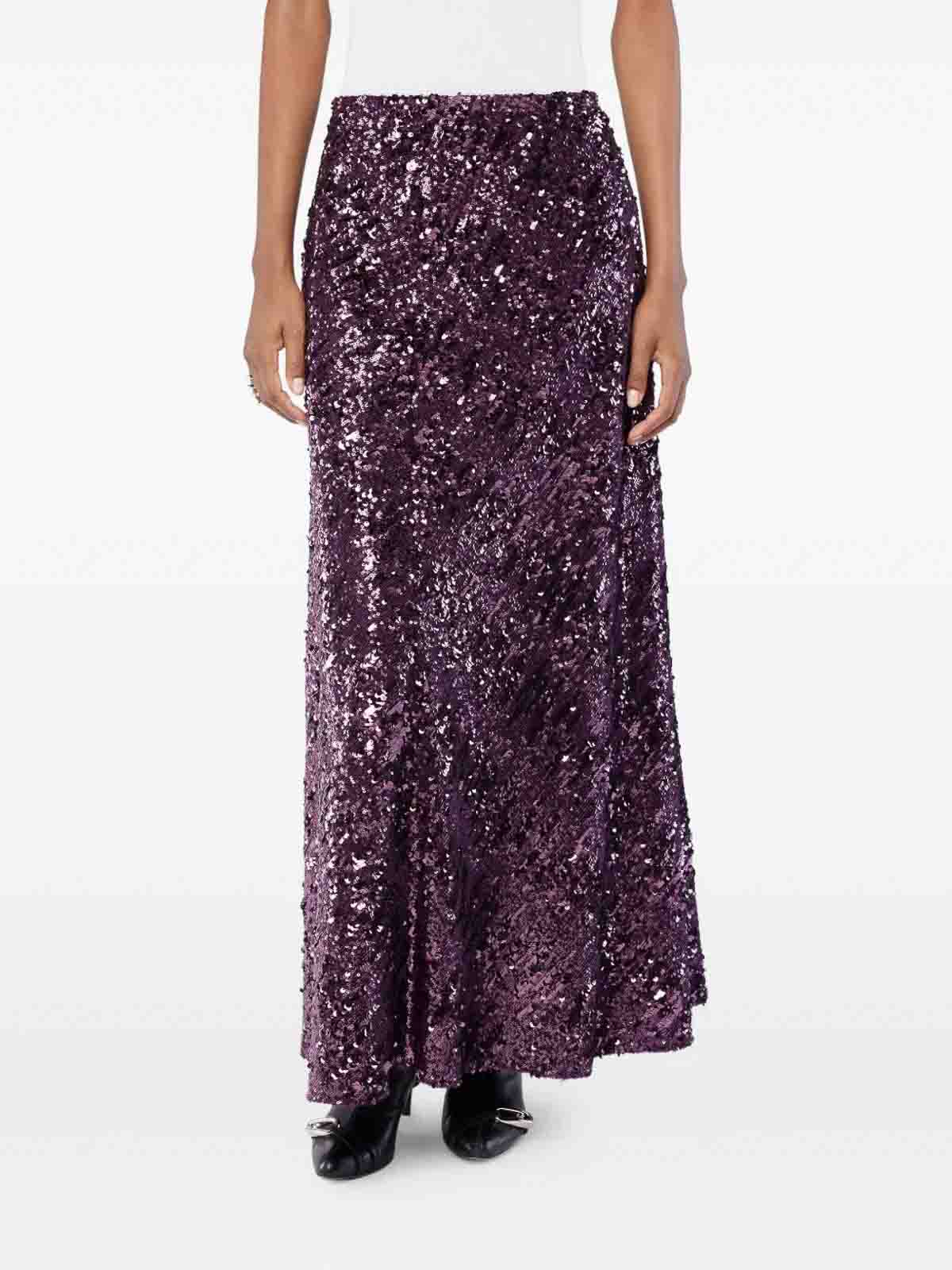 Rabanne Sequined Chiffon Maxi Skirt In Brown