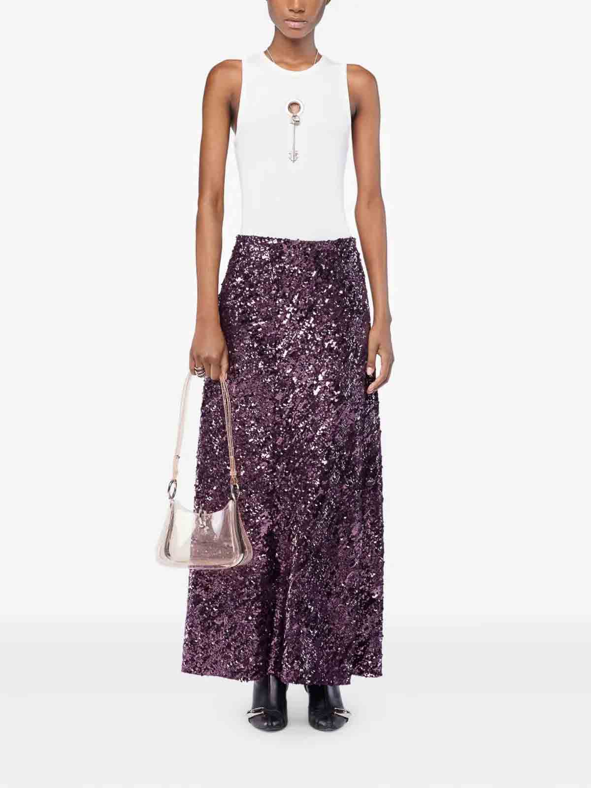 Rabanne Sequined Chiffon Maxi Skirt In Brown