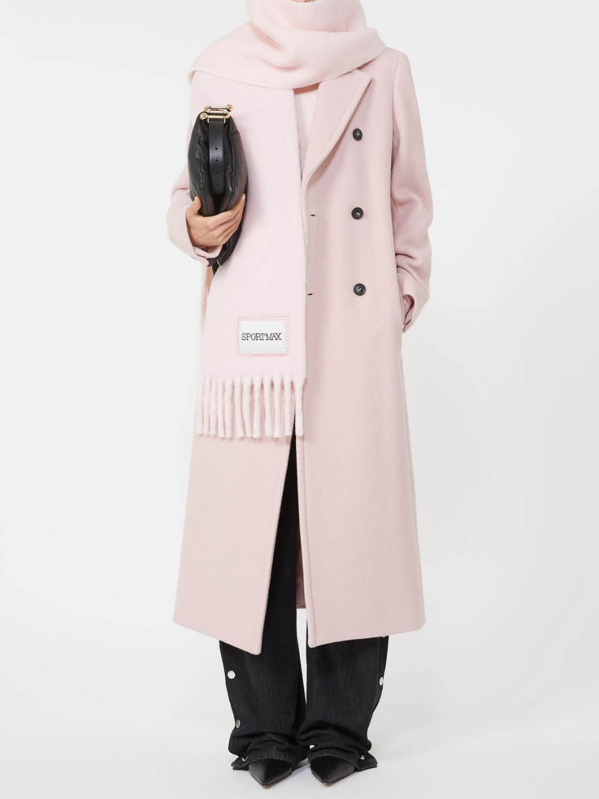 Sportmax Double-breasted Long Coat Notched Lapels In Multi