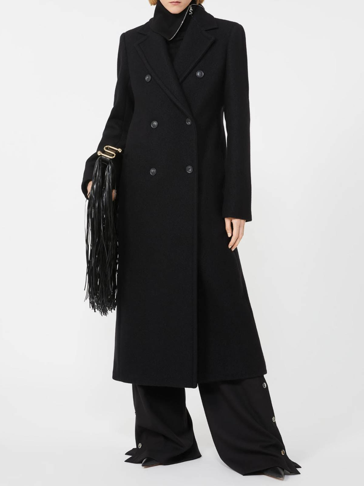 Sportmax Long Double-breasted Coat Structured Shoulders In Multi