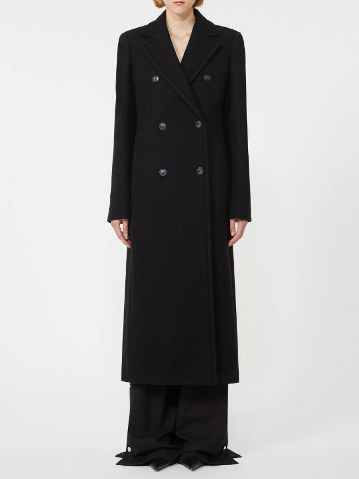 Sportmax Long Double-breasted Coat Structured Shoulders In Multi