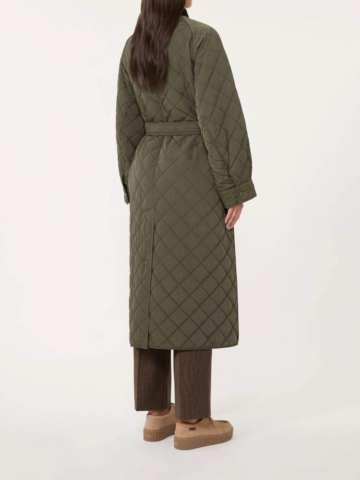 Weekend Max Mara Coccole Belted Quilted Coat In Brown
